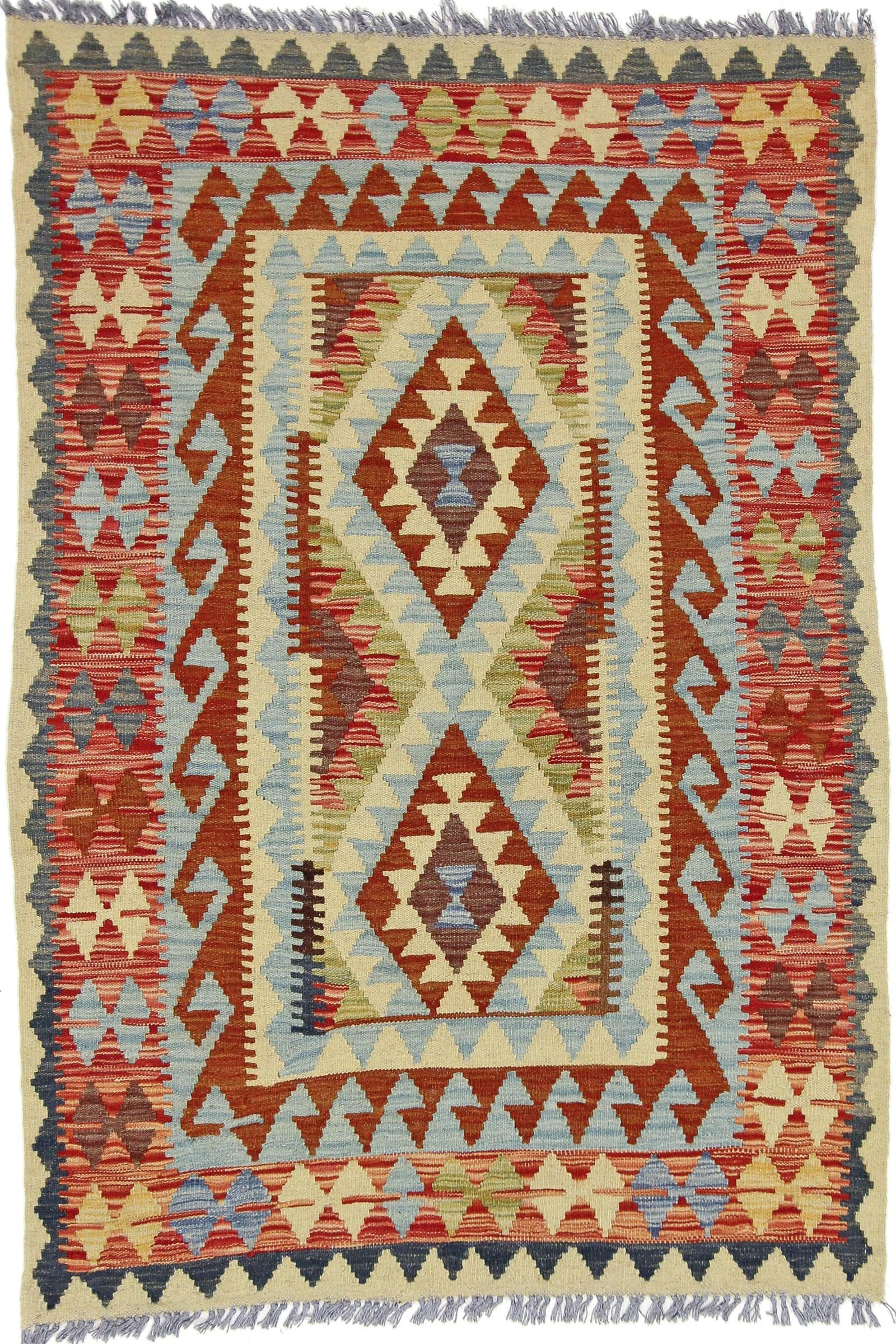 Tapis Kilim afghan en laine 103x149 : sublimez vos sols froids et ternes