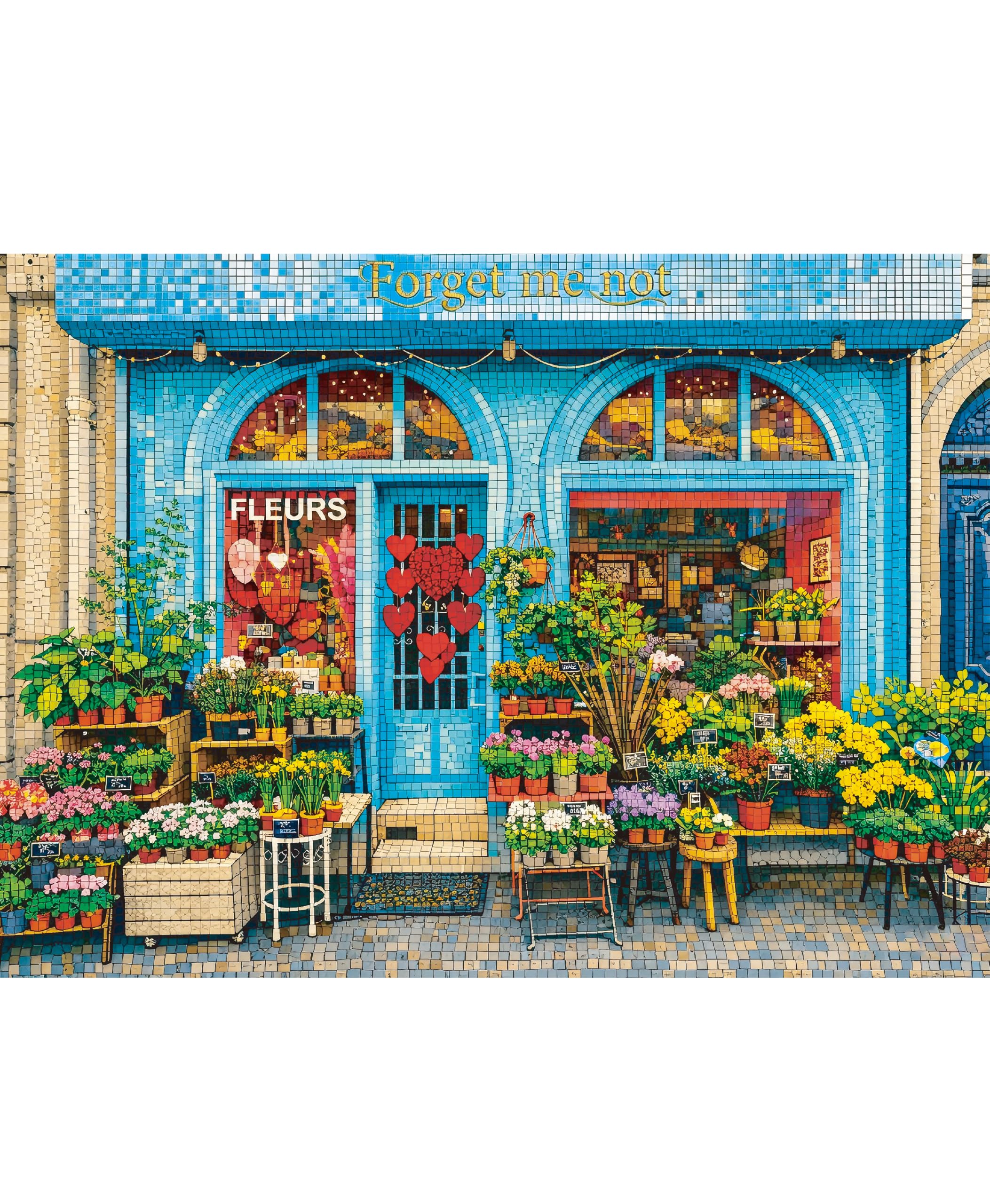 500 Piece Puzzle for Adults, Mosaic Jigsaw Puzzle Colorful Flower Shop