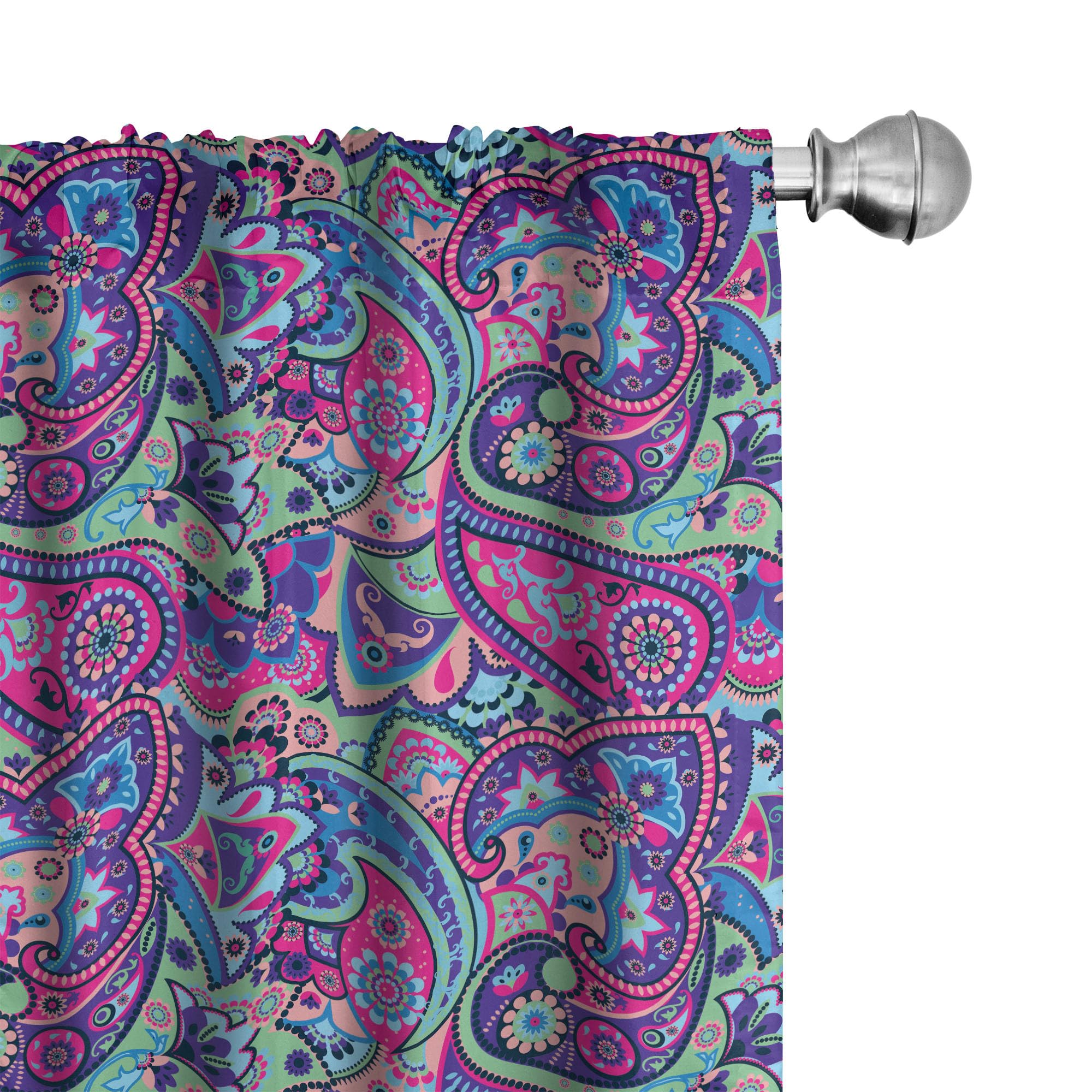 Ambesonne Navy and Blush Window Curtains, Pattern Based on Traditional Elements Paisley Old Fashioned Floral, Lightweight Decor 2-Panel Set with Rod