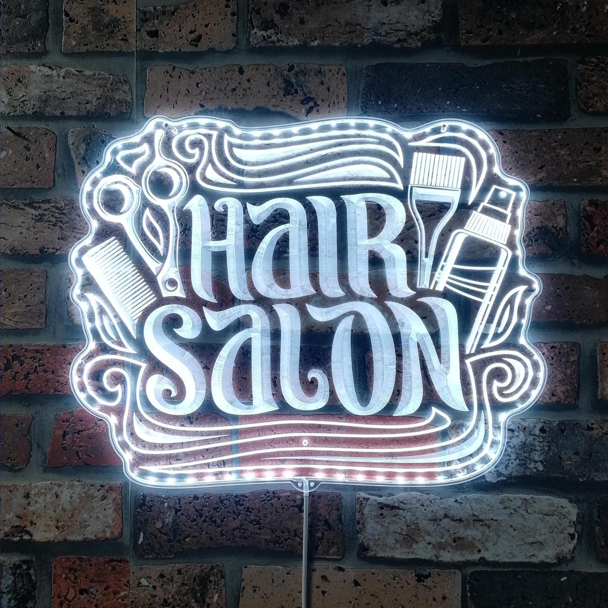 ADVPRO Hair Salon Accessories Tools RGB Dynamic Glam LED Sign - Cut-to-Edge Shape - Smart 3D Wall Decoration - Multicolor Dynamic Lighting st06s22-fnd-i0099-c