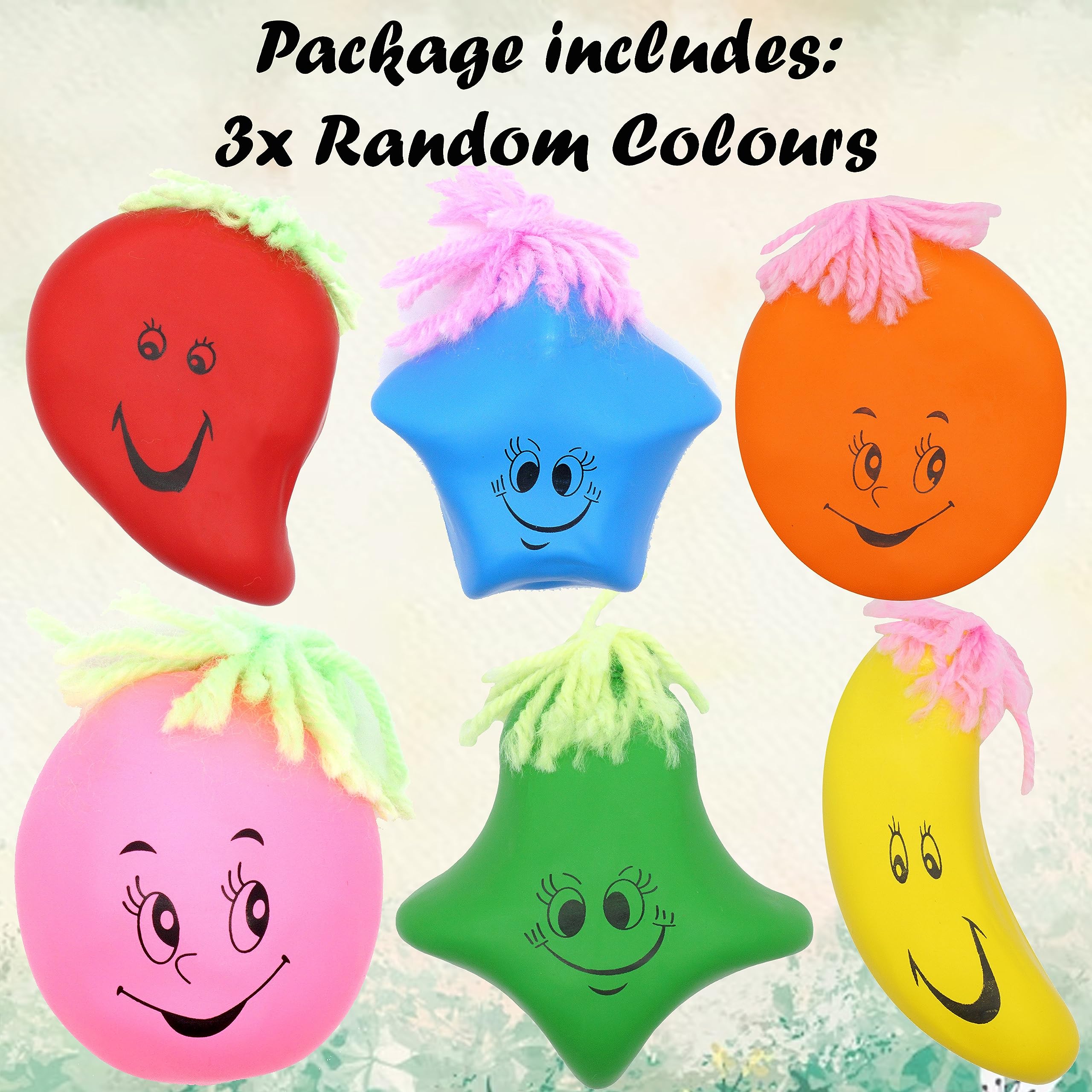 3x Random Colors Balls 3D Squeeze Ball for Kids, Funny Face Stress Relief Ball, Party Favors Fidget Toy, Party Bag Fillers for Kids 3+Years - Image 2