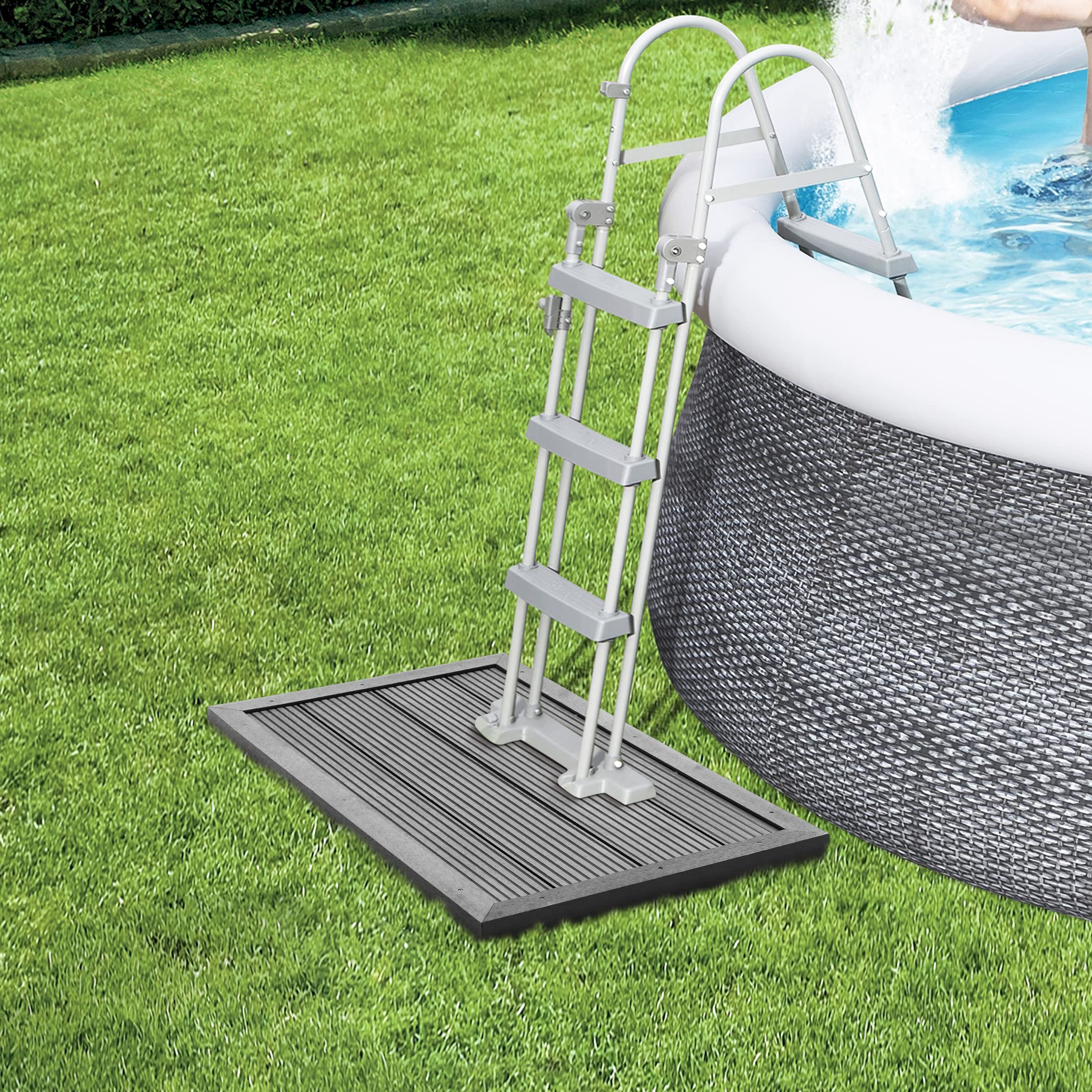 CASARIA® Elemento de Suelo para Ducha Solar de Piscina Plato Base Antideslizante de WPC 101x63x5,5cm Antracita