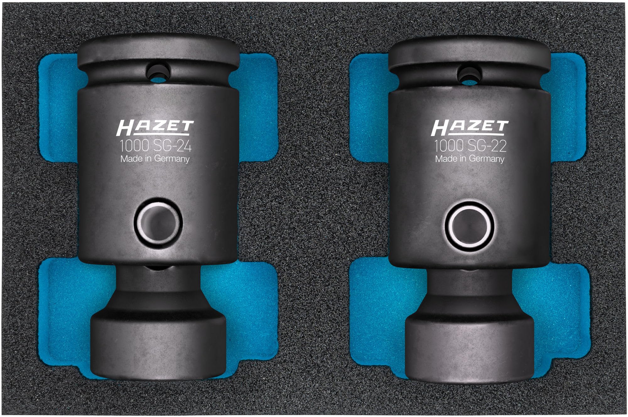 HAZET Set di chiavi a bussola per avvitatori a percussione 1000SG-2224/2, 2 pezzi, snodato, 22 24 mm, 3/4 pollici quadrati, profilo di trazione esagonale esterno, angolo di rotazione 25 gradi