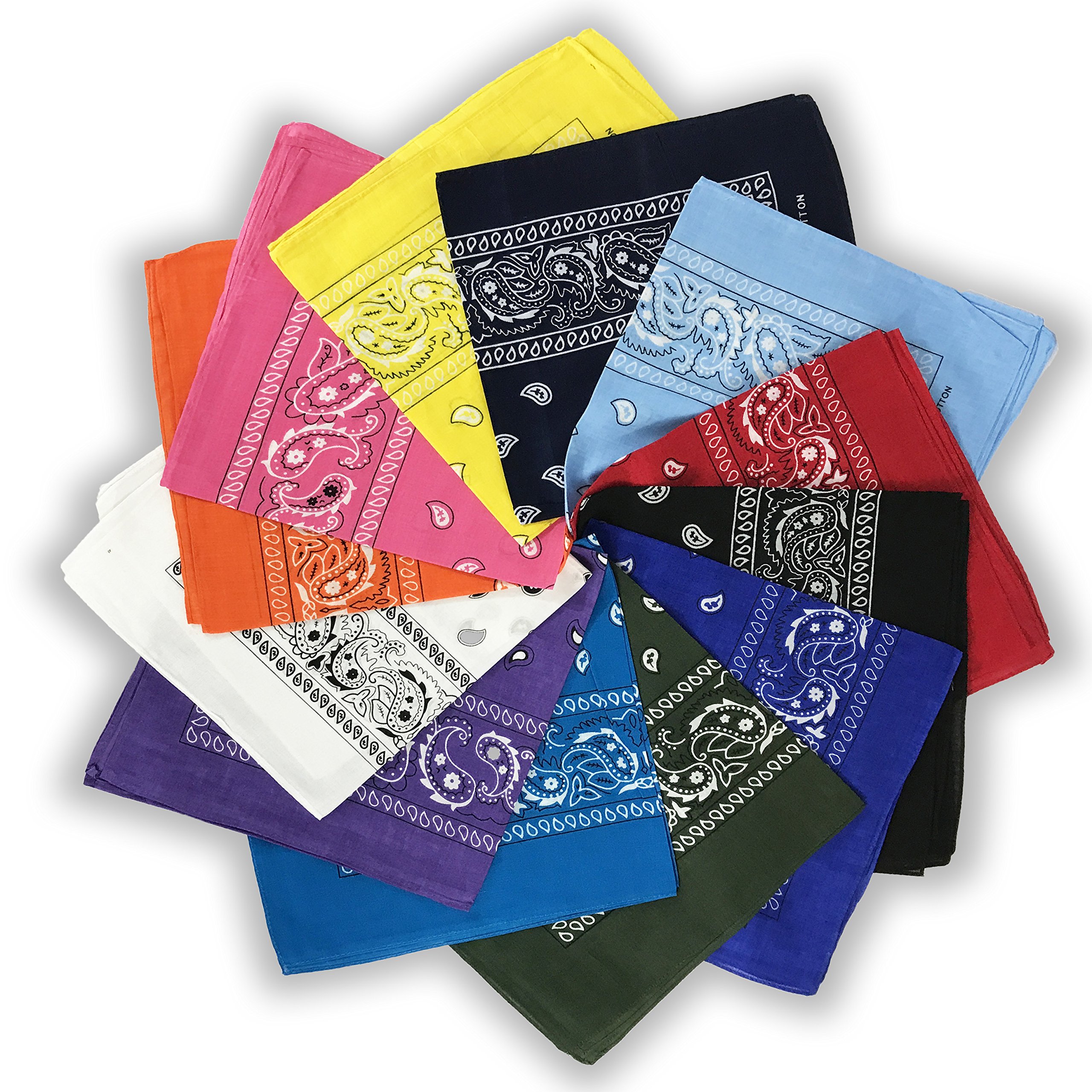 allgala 12-PC 100% Cotton Bandannas, 12 Color Assorted-picture-26