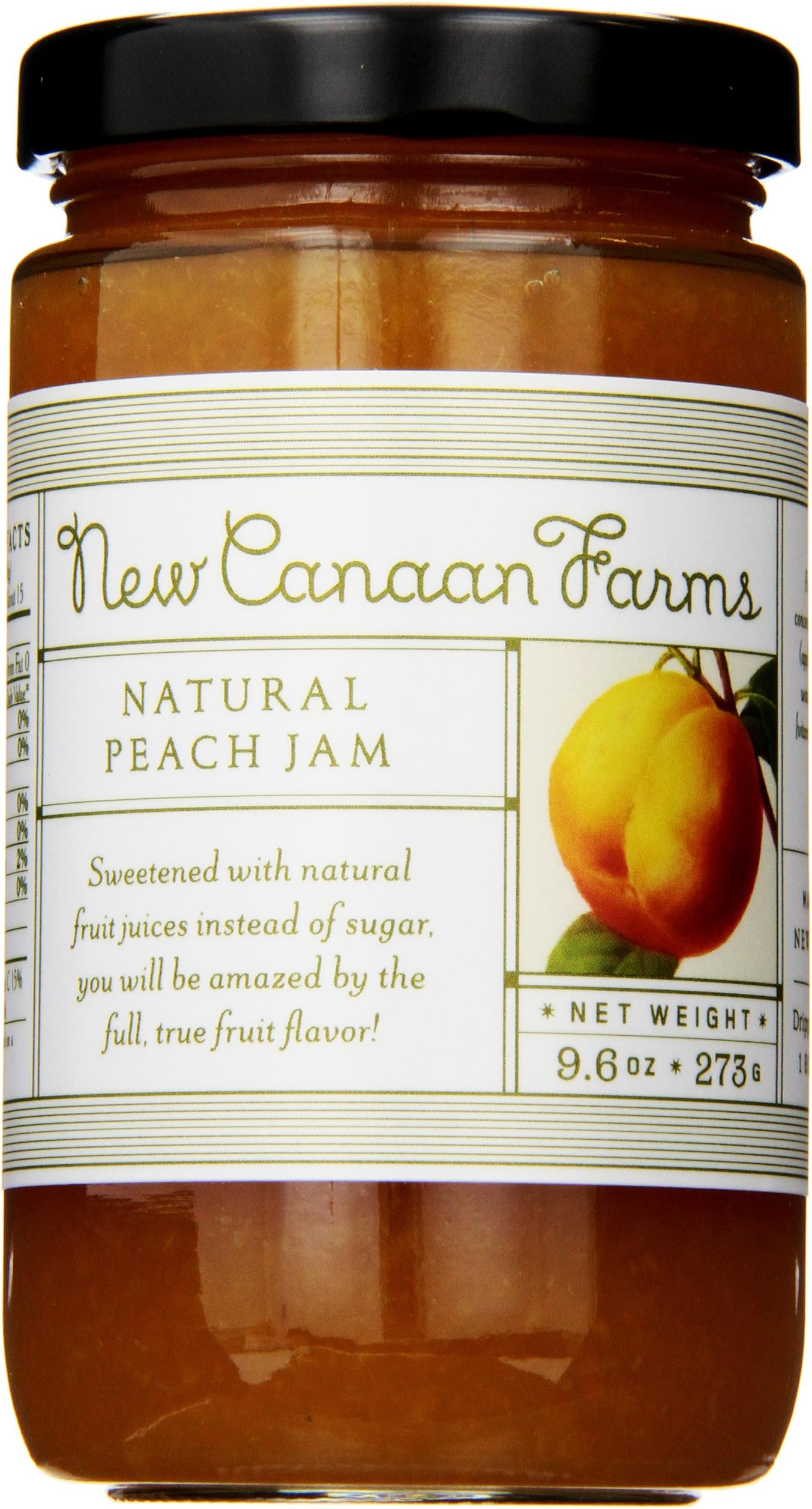 New Canaan Farms Natural Jam, Peach, 8 Ounce