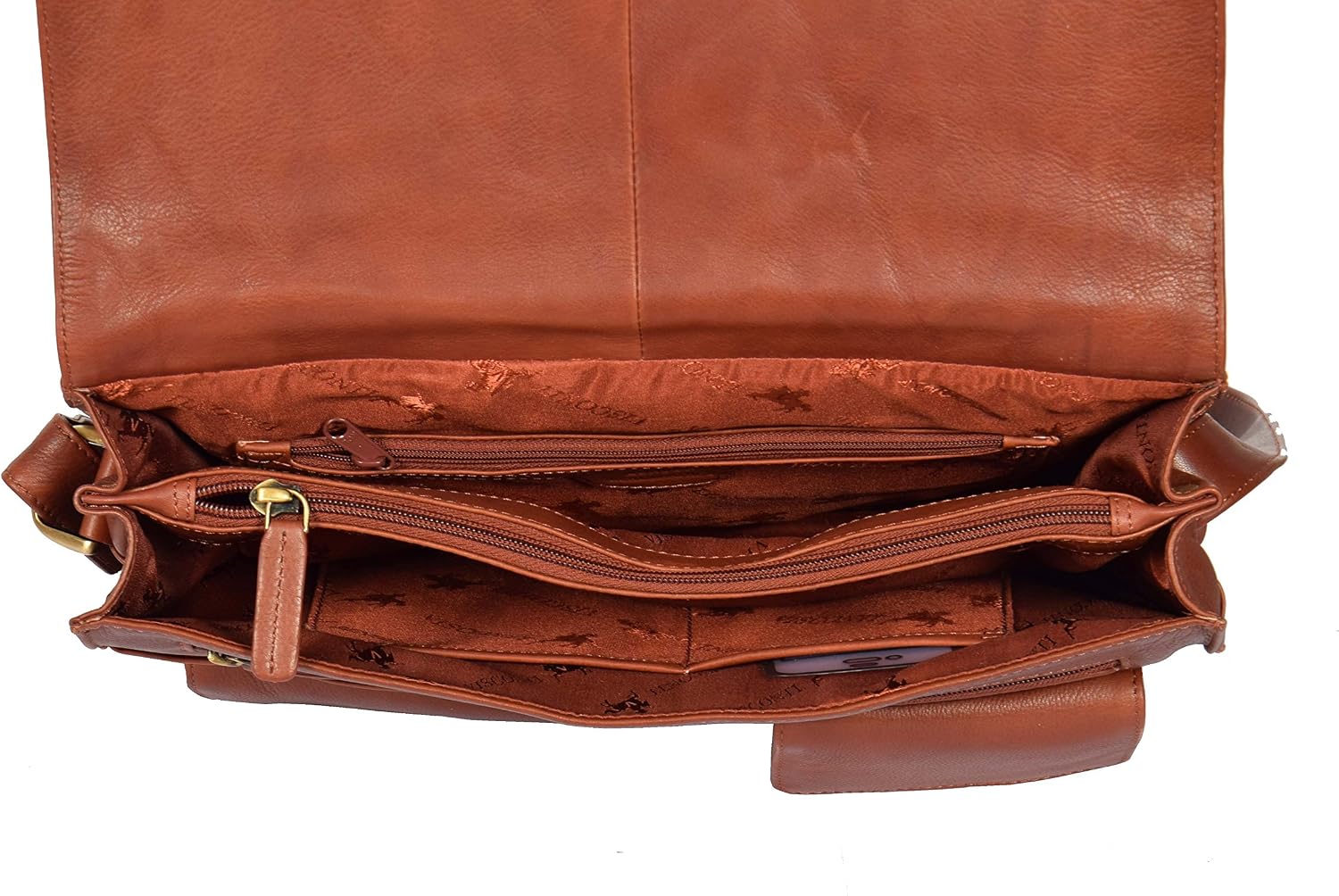 Womens Real Leather Satchel Shoulder Organiser Cross Body Flap over Handbag Purse for Women, Maui Brown, L