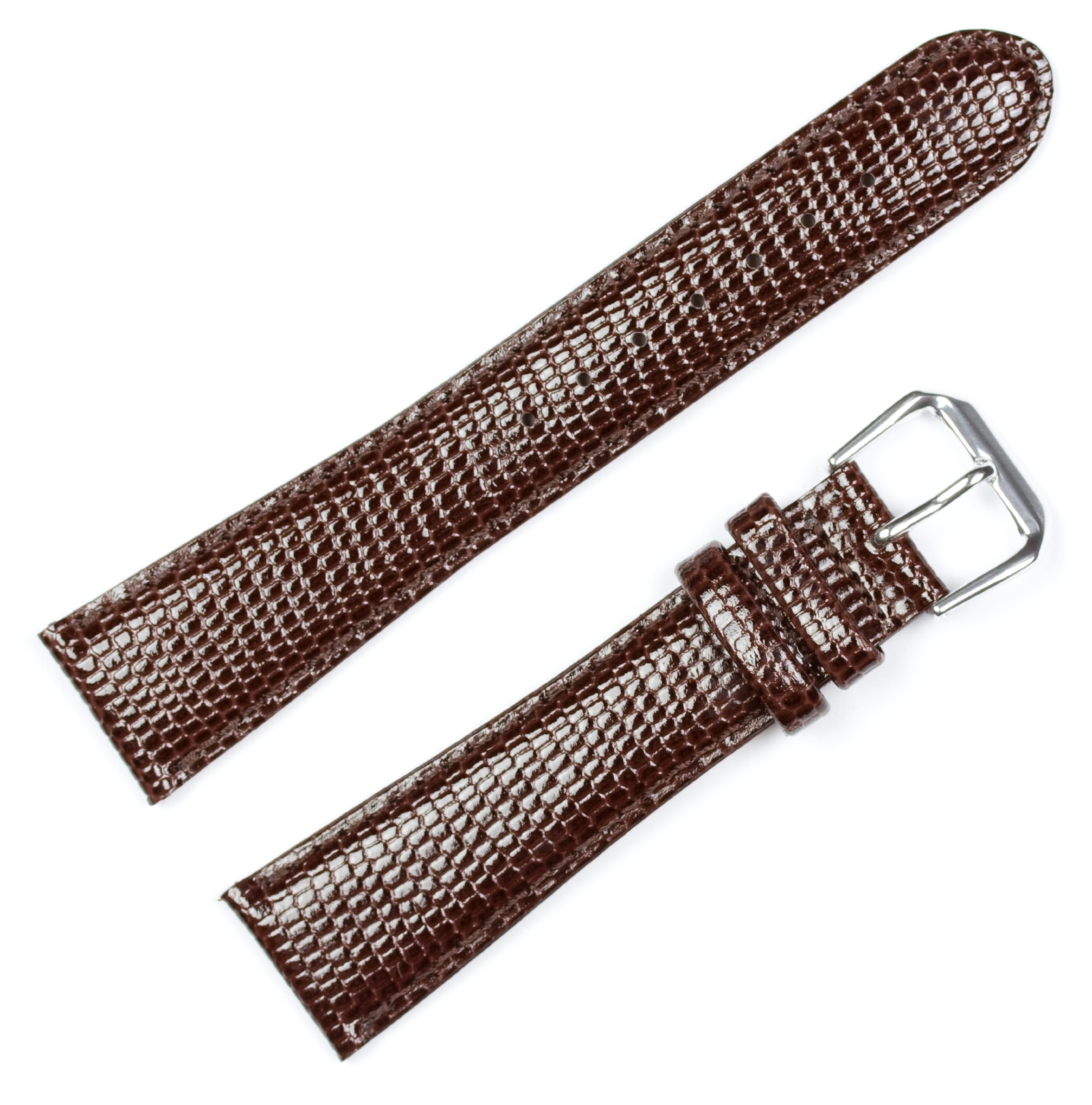 Lizard Grain Leather Watch Band - Choice of Color - (Black, Brown, Havana) & Width - (12, 14, 16, 17, 18, 19, or 20mm)