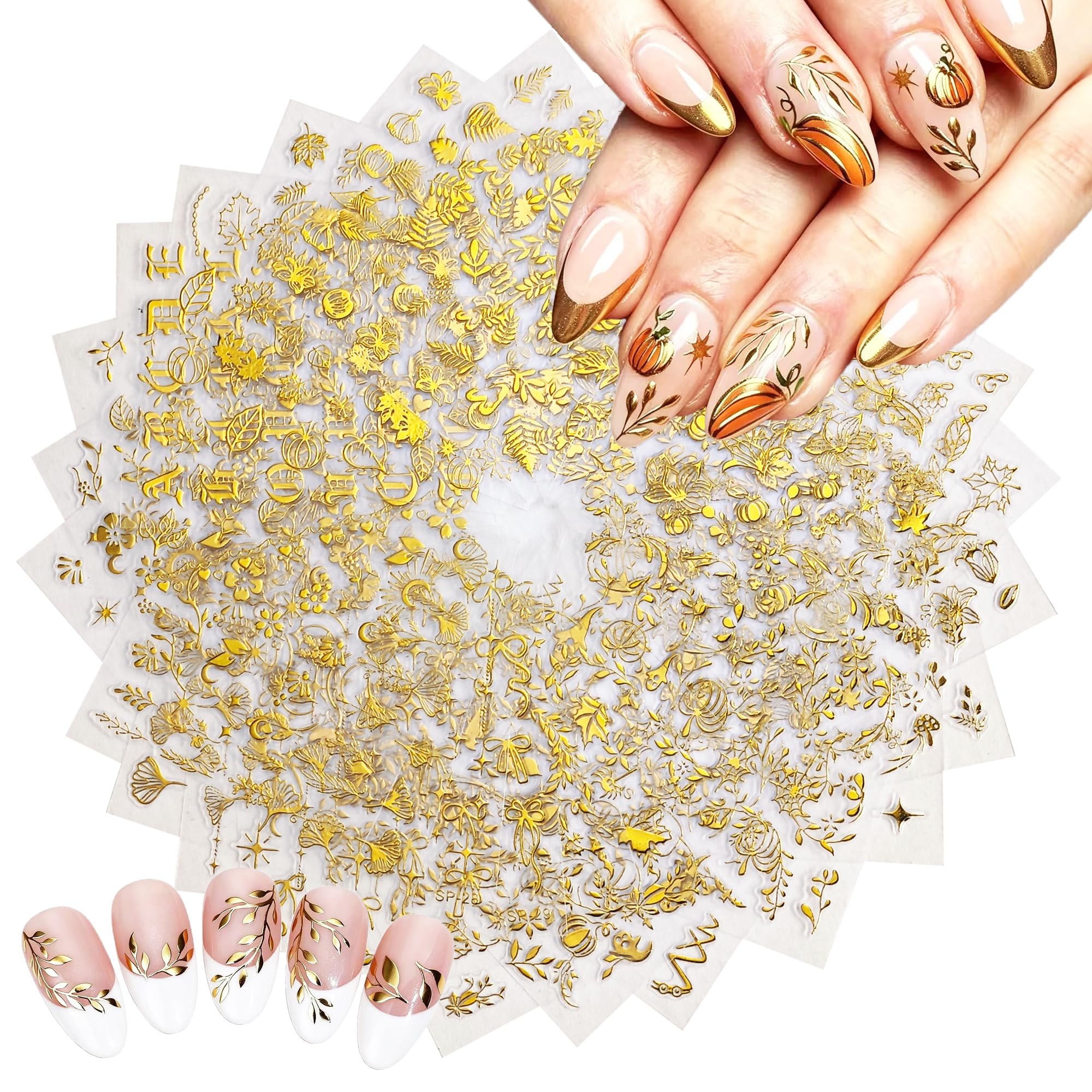 Colorful Nail Stickers - Floral & Heart Designs -17