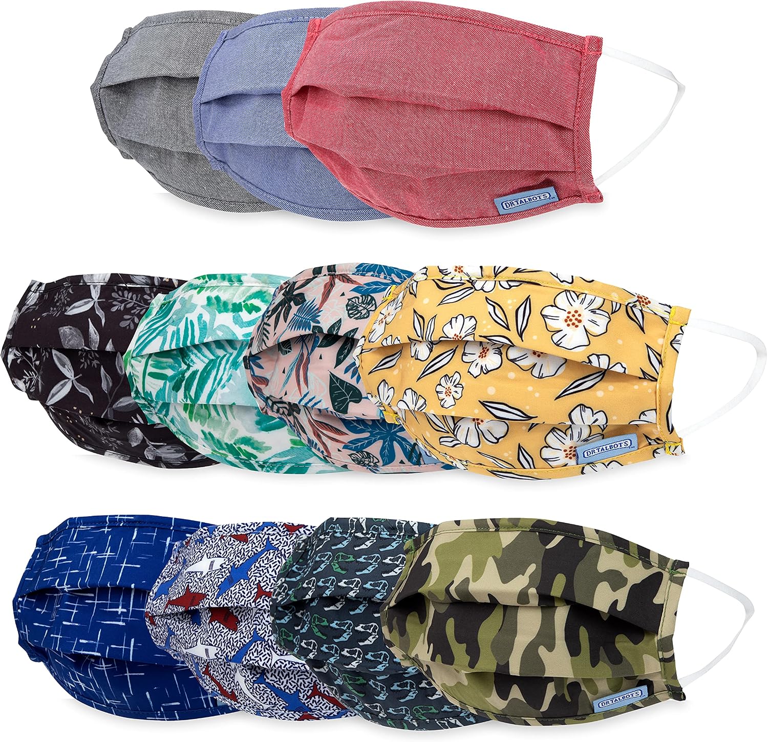 Dr. Talbot's Adult Washable Pleated Cloth Face Mask for Personal Health