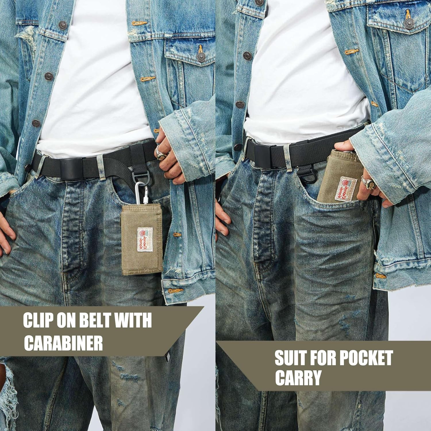 Rough Enough Boys Wallet for Kids Teens Men with Neck Lanyard Keychain with Zipper in Tactical Canvas Army Green