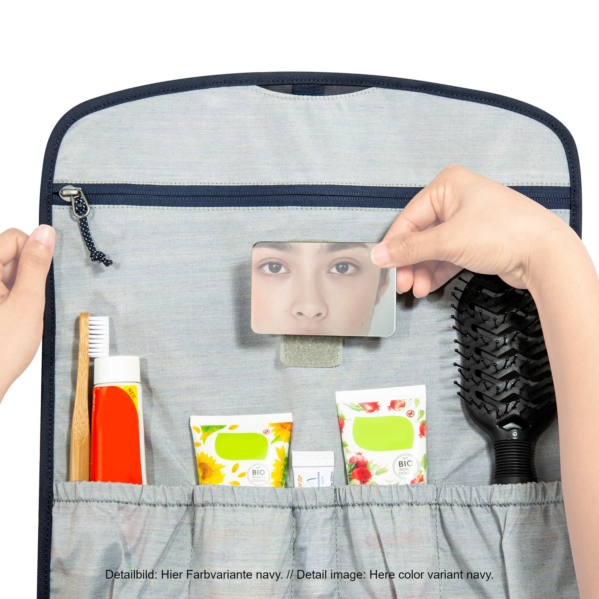 Tatonka Travelcare Kulturbeutel - Flache, Faltbare Waschtasche zum Aufhängen mit Fächern und Spiegel (Packung mit 2)