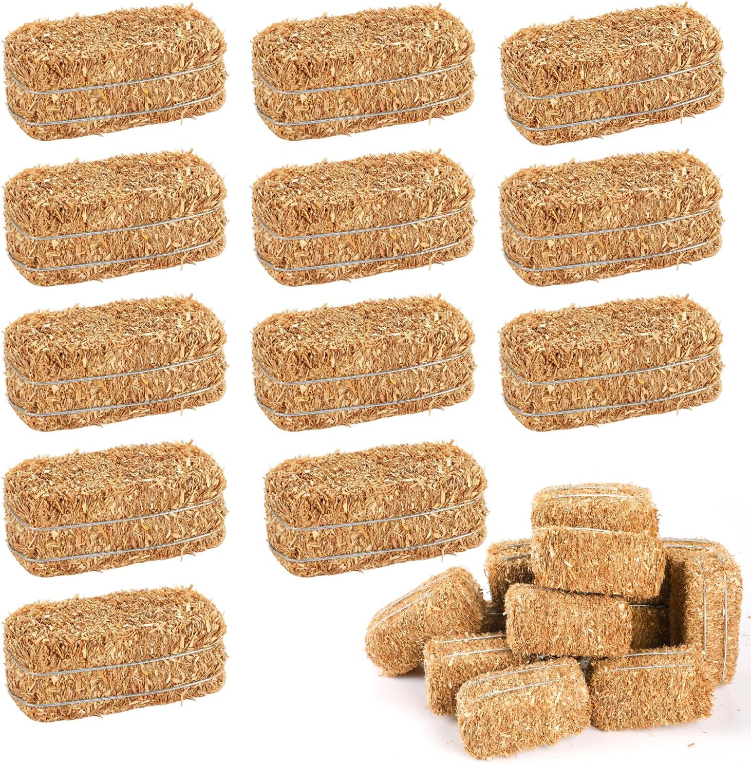 6Pcs Mini Hay Bales Miniature Hay Bales for Decoration(2.5 x 1.25 x 1Inch)