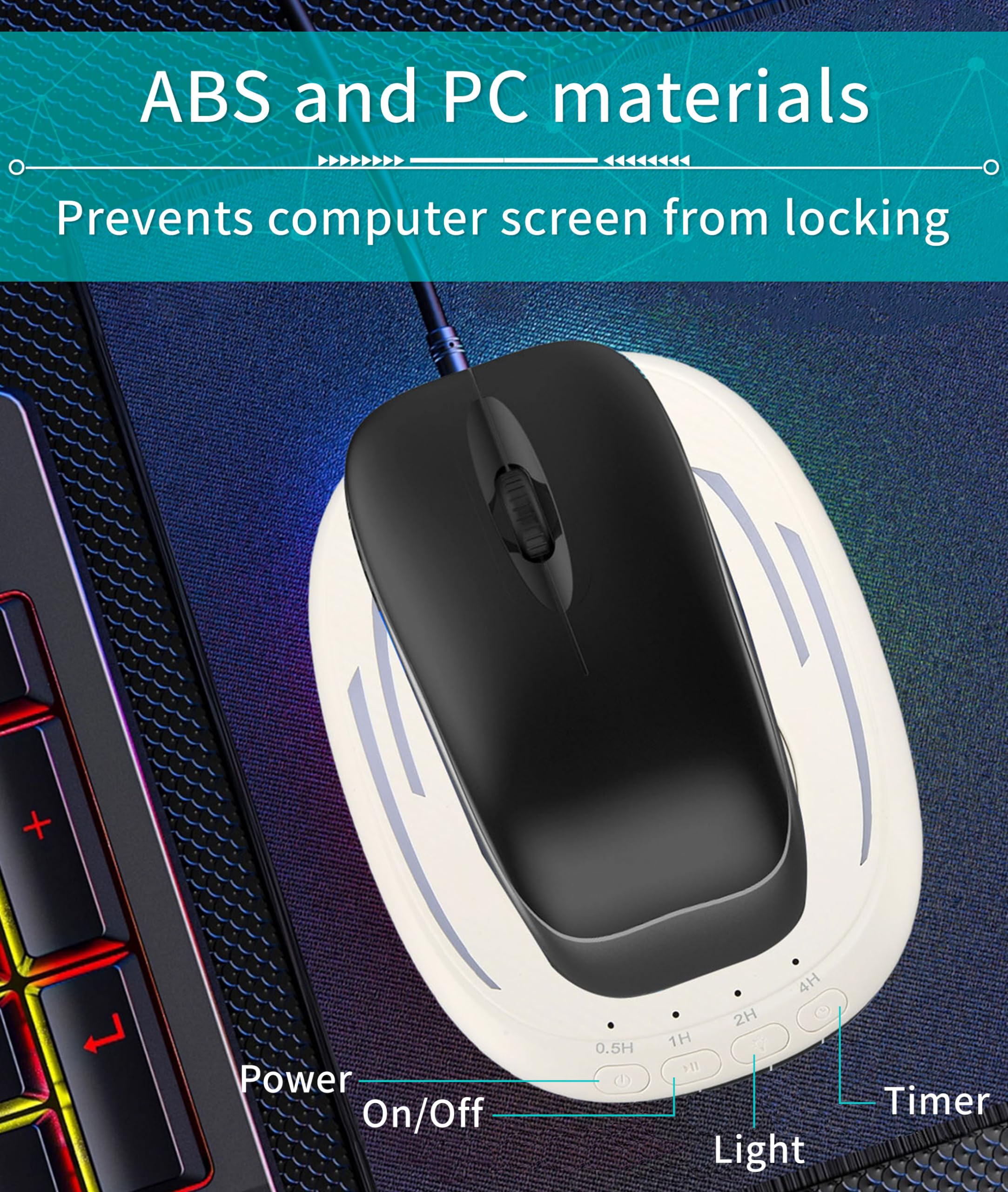 Gugxiom Mouse Mover, Nicht Nachweisbarer, Geräuschloser USB-Maus-Wackel-Atmungs-, Plug-and-Play-beweglicher Jump-Switch-Button-Maus-Shaker mit LED-Licht, um den PC-Laptop Aktiv zu Halten