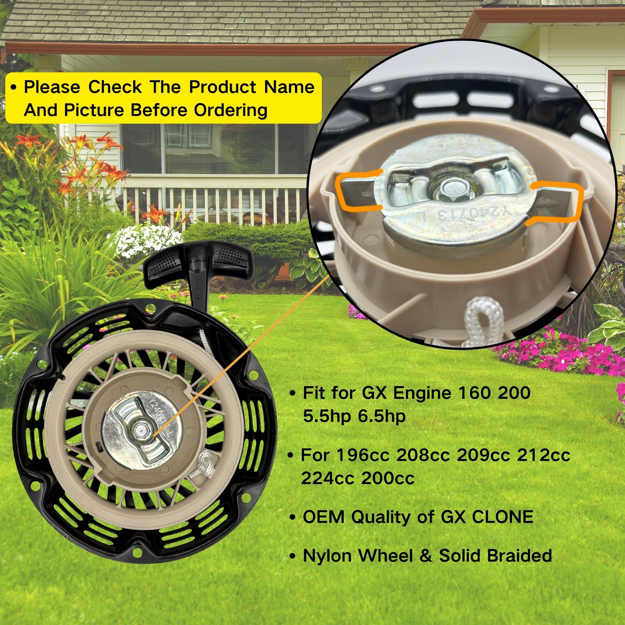212 196 224 208 cc Avviamento a Strappo per GX160 GX200 Honda Champion Coleman Firman Ryobi Simpson 5.5 6.5 hp con Coppa di Avviamento Parti di Ricambio