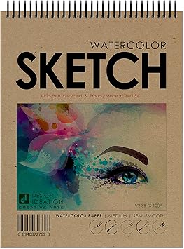 Amazon Design Ideation 水彩スケッチブックスパイラル綴じ 水彩ペーパースケッチブック 鉛筆 インク マーカー チャコール 水彩 絵の具用アート デザイン 教育に最適 8 5インチ X 11インチ スケッチブック 文房具 オフィス用品