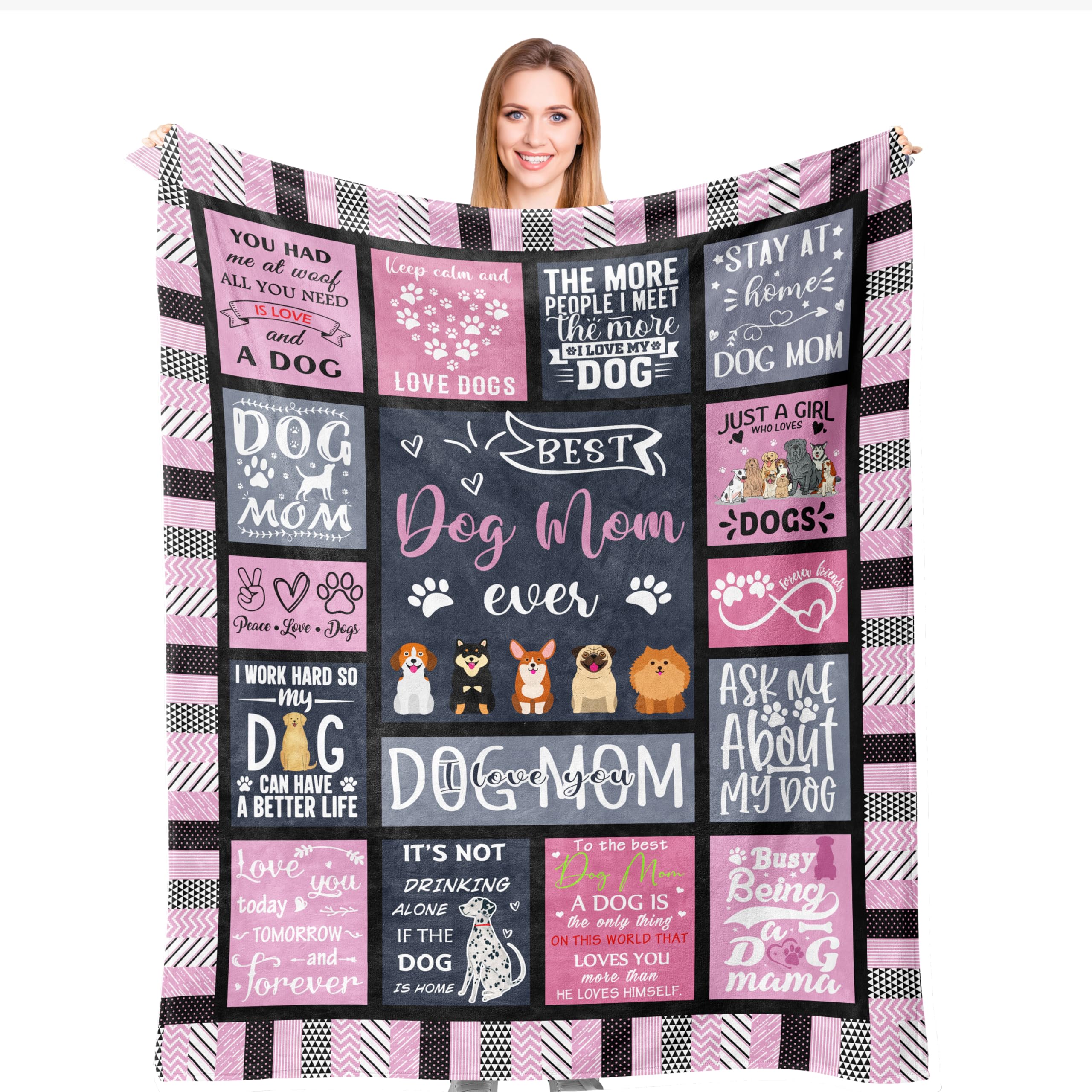 kituzol Dog Mom Gifts for Women, Birthday Gifts for Dog Lovers Women, Best Dogmom Present Blanket 50"x60"