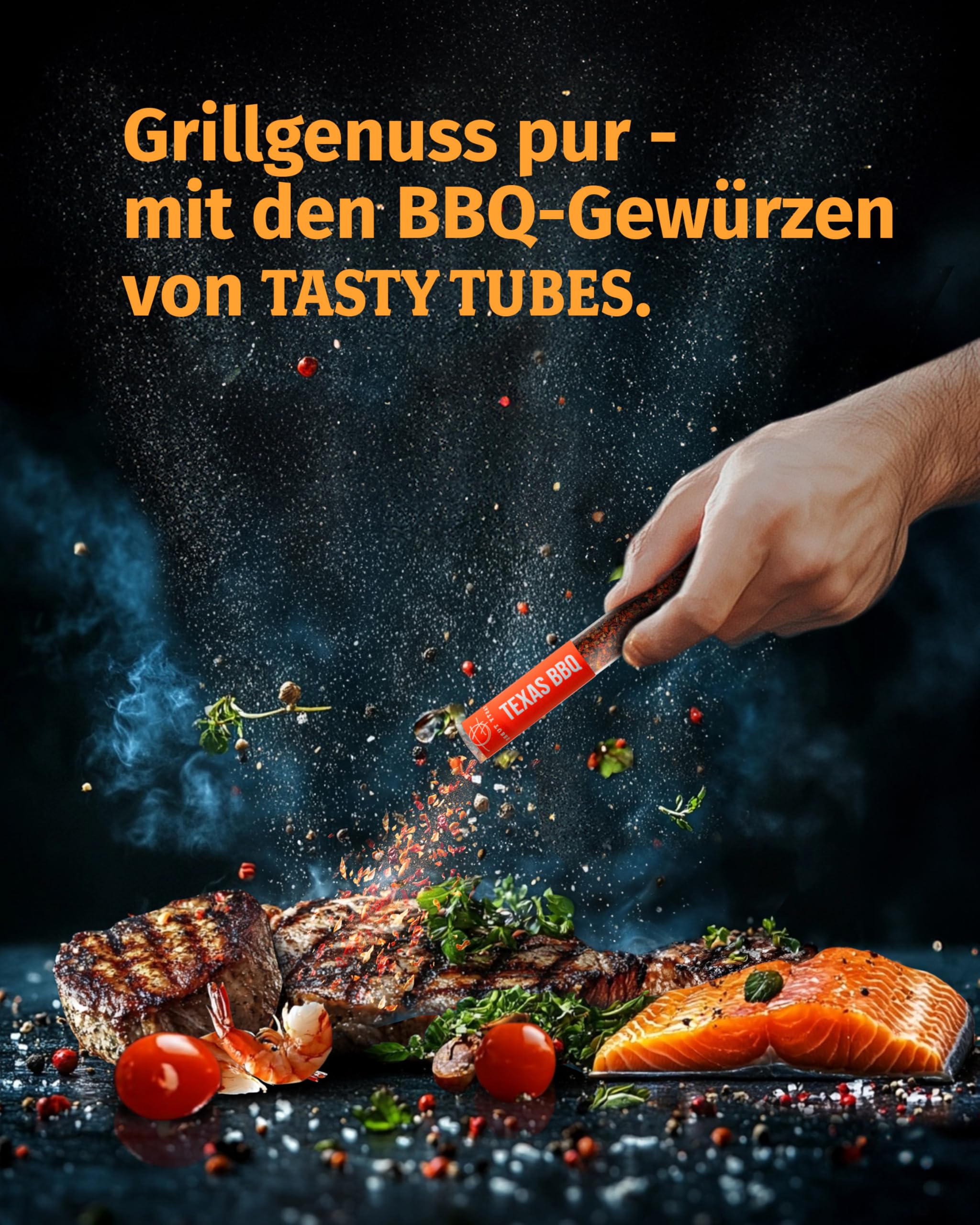 Tasty Tubes - Bold BBQ Box - Gewürz-Set - Besonderes Geschenk für Männer & Frauen - 10 verschiedene BBQ-, Dip- & Kräuterbutter-Gewürzmischungen - Geschenkbox für Grill-Begeisterte
