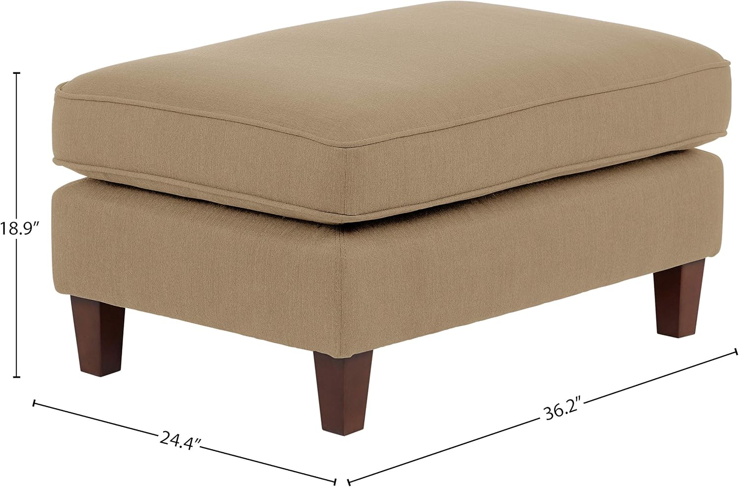 Amazon Brand – Stone & Beam Blaine Modern Ottoman, 36.2"W, Beige