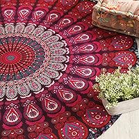 Vista 13 de Popular Handicrafts Tapiz redondo para colgar en la pared, diseño de mandala hippie, bohemio, hippie, intrincado, indio, mantel de 50 pulgadas