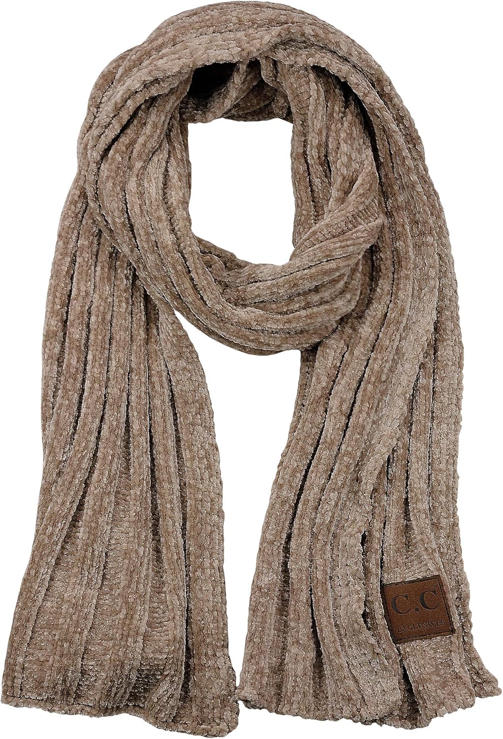 C.C Women's Ultra Soft Chenille Ribbed Thick Warm Knit Shawl Wrap Scarf