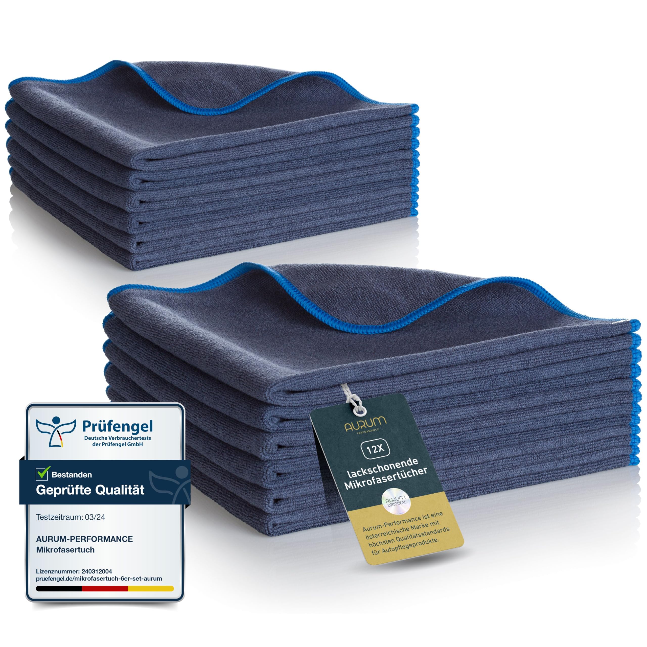Aurum-Performance® Lackschonende Mikrofasertücher (400GSM) Autopflege Microfasertuch mit extremer Saugkraft – 100% fusselfreie Poliertücher – Auto Microfasertücher 40x40cm
