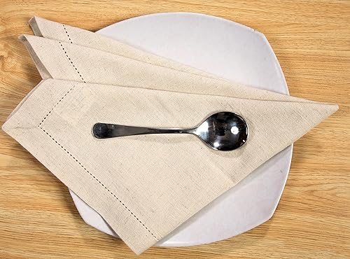 Miniatura 7 de Servilletas de diseño de algodón de lino - color natural - 20 x 20 (juego de 12) - apariencia de lino premium - Fibra natural 100% de celulosa