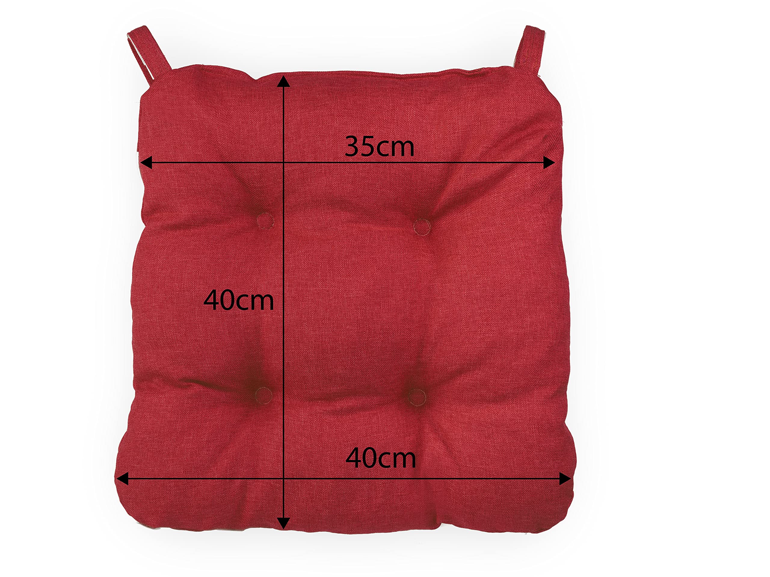 sunnypillow Set di 4 Cuscini per Sedia Cucina - con Chiusura in Strappo - Cuscini per Seduta da Sedia - Per uso Interno ed Esterno - Dimensioni: 40 (anteriori) 35 (posteriore) x 40 x 8 cm - Rosso