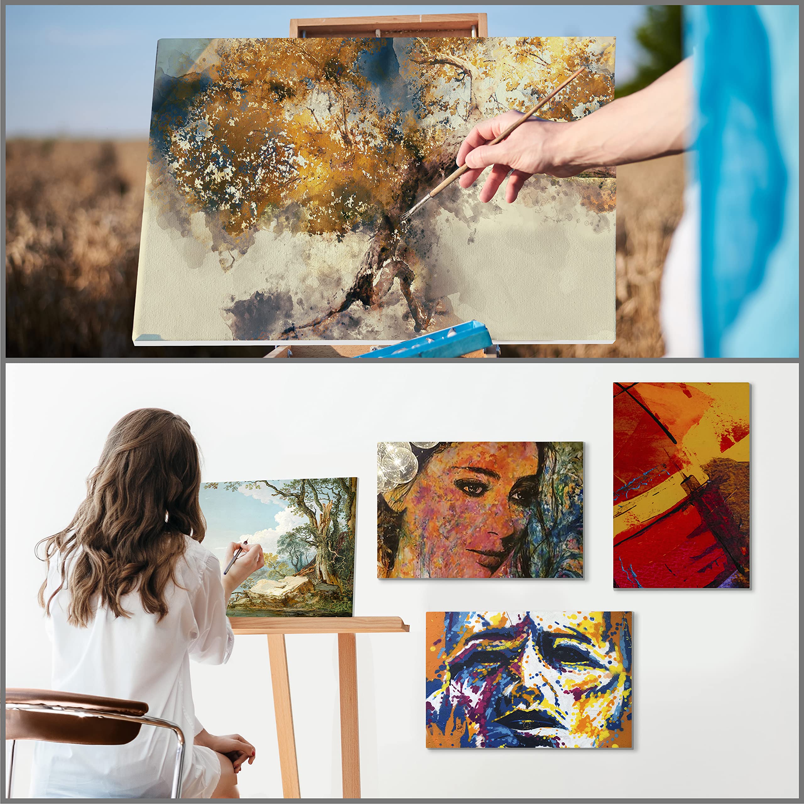 Set 5 Tele Rotonde Per Dipingere - Misure Assortite 8-16cm, Pre-Pronate Per Acrilico E Olio