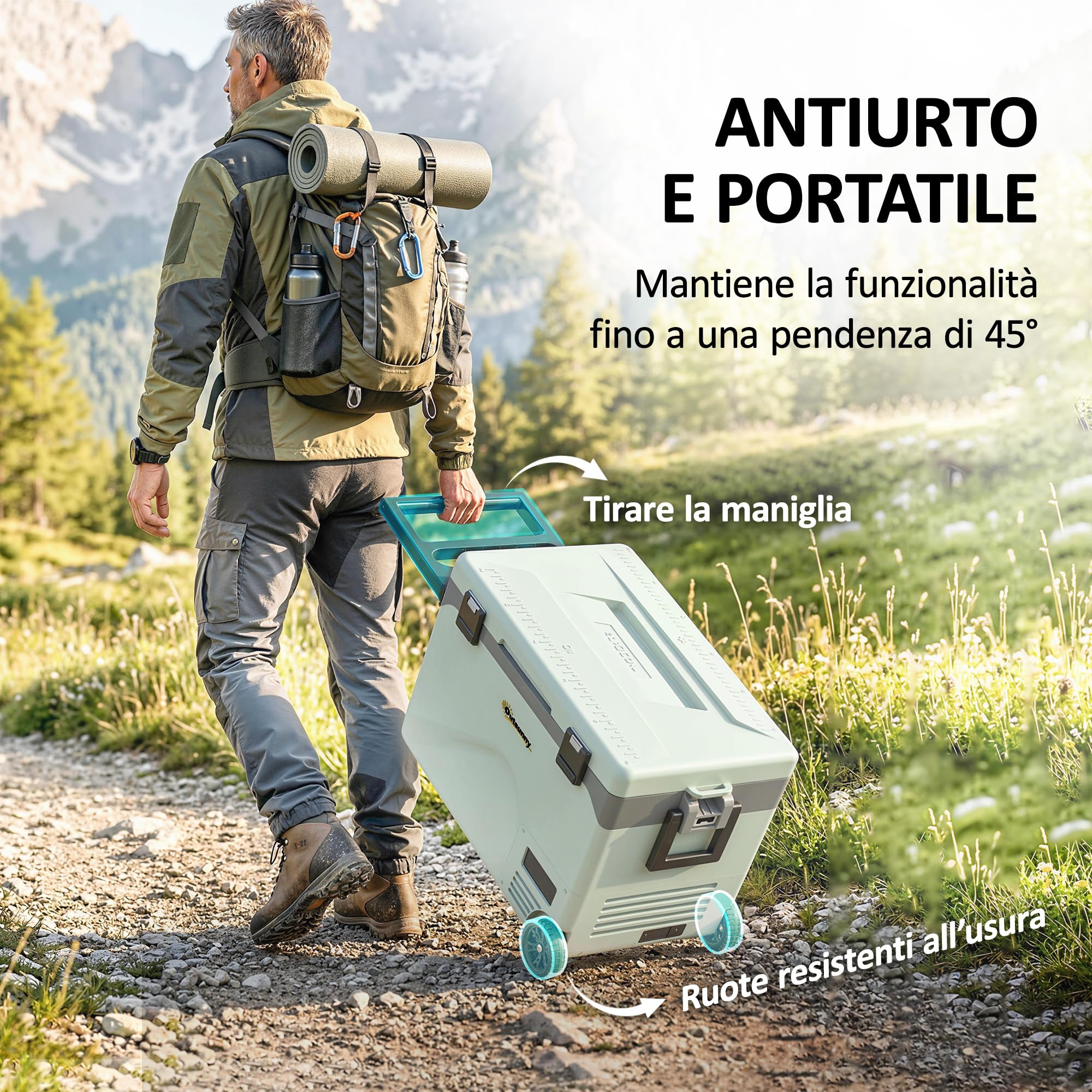 Outsunny Frigorifero Portatile Auto 42.5L Compressore Elettrico Anti-Shock APP Bluetooth 12V/24V/240V -20°C-20°C