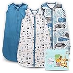 Cute Castle Baby Sleep Sack 12-18 Months - Lightweight 100% Cotton 2-Way Zipper TOG 0.5 Infant Wearable Blanket, Newborn Essentials Toddler Sleep Clothes (3 Pack Blue)