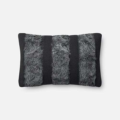 Loloi P0519 Funda de almohada con relleno de poliéster, 13 x 21 pulgadas, gris