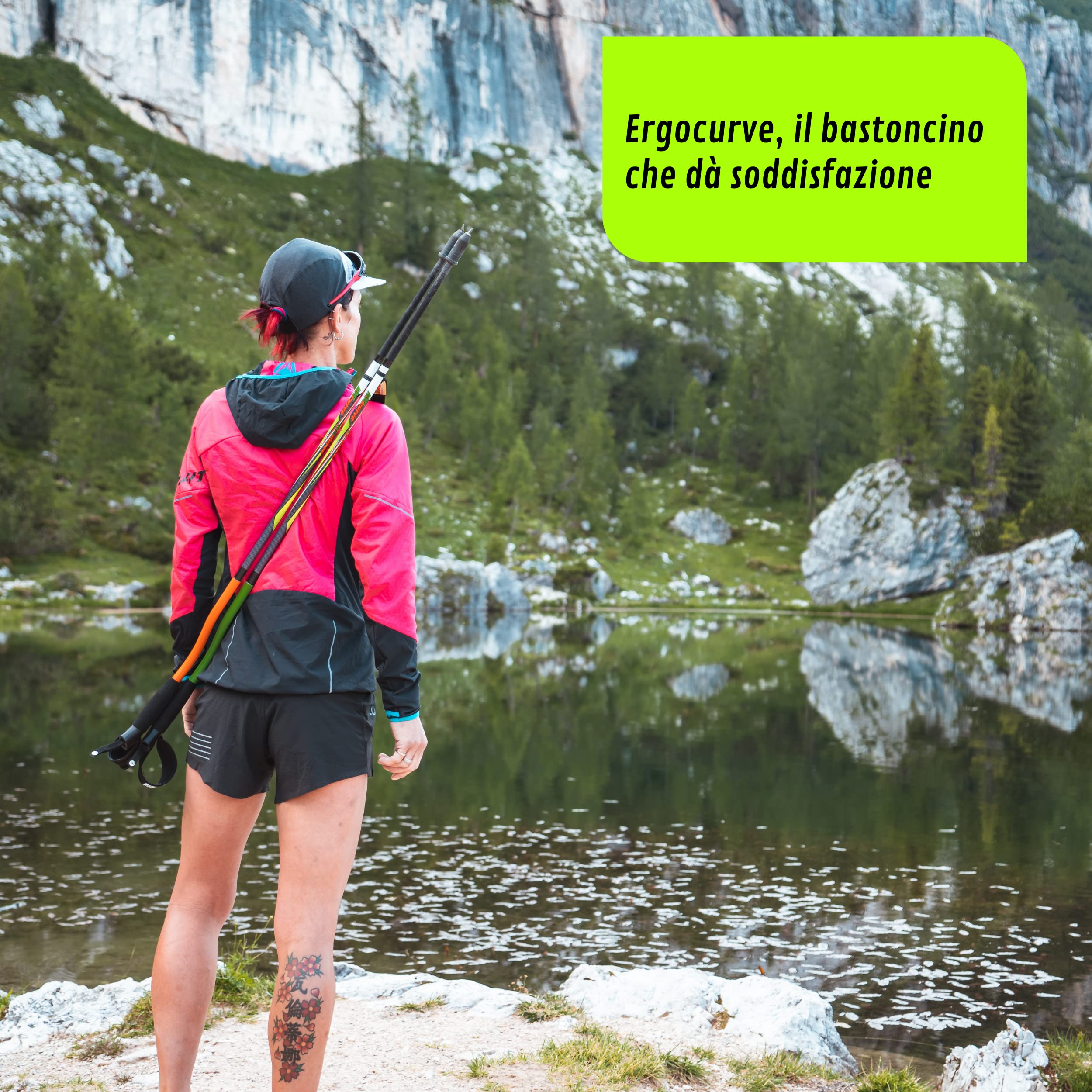 N&W CURVE | Teleskopische Trekkingstöcke Ergocurve 600 SkyRace mit verstellbarer Stange Trekkingstöcke - Trail Running - Ultra Trail - Vertical Race - Made in Italy