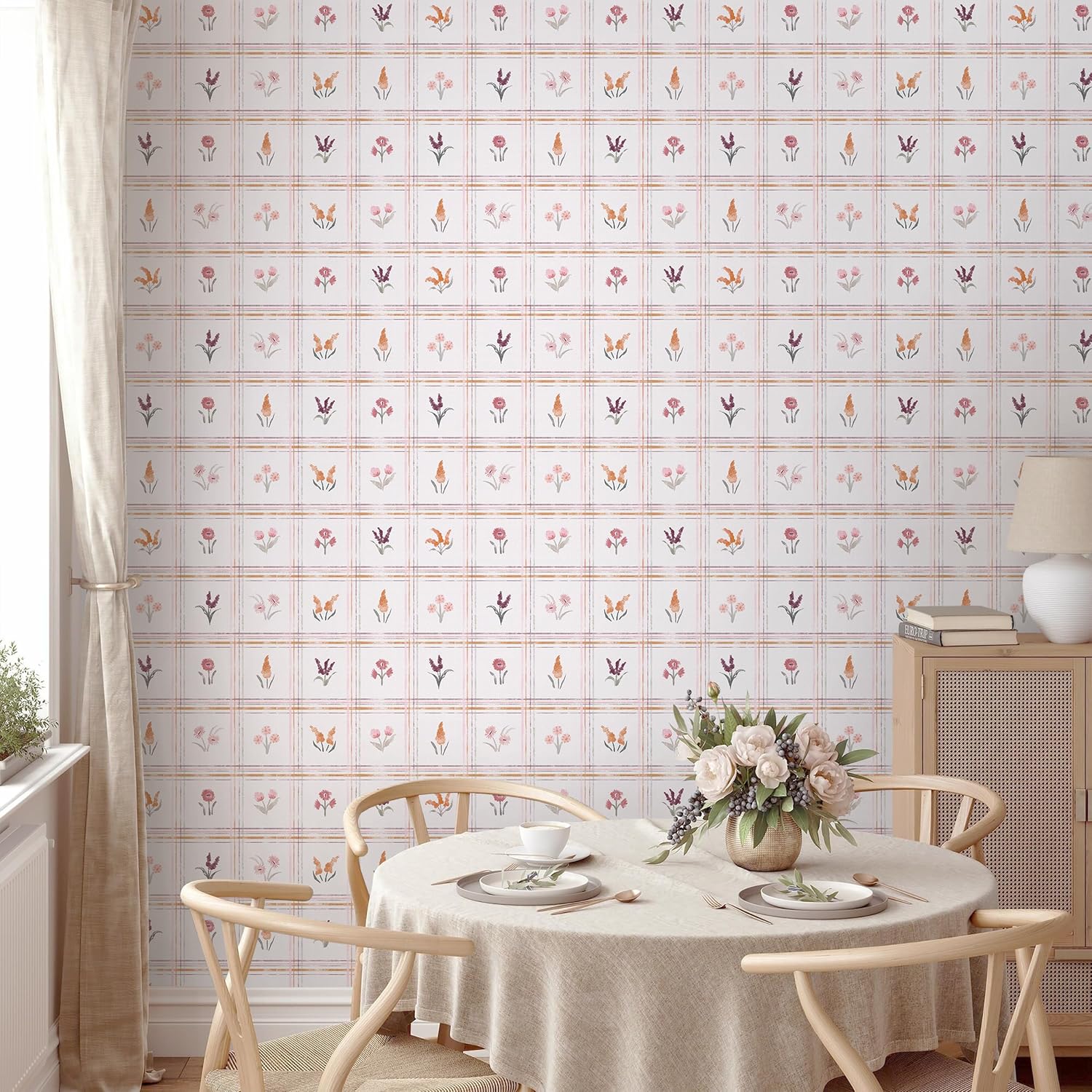 Yasinet Pink Peel and Stick Wallpaper Floral Wallpaper Boho Pink Contact Paper for Girl Bedroom Bathroom Farmhouse Removable self Adhesive Wall Paper for Waterproof Vinyl 17.3" x 393.7"