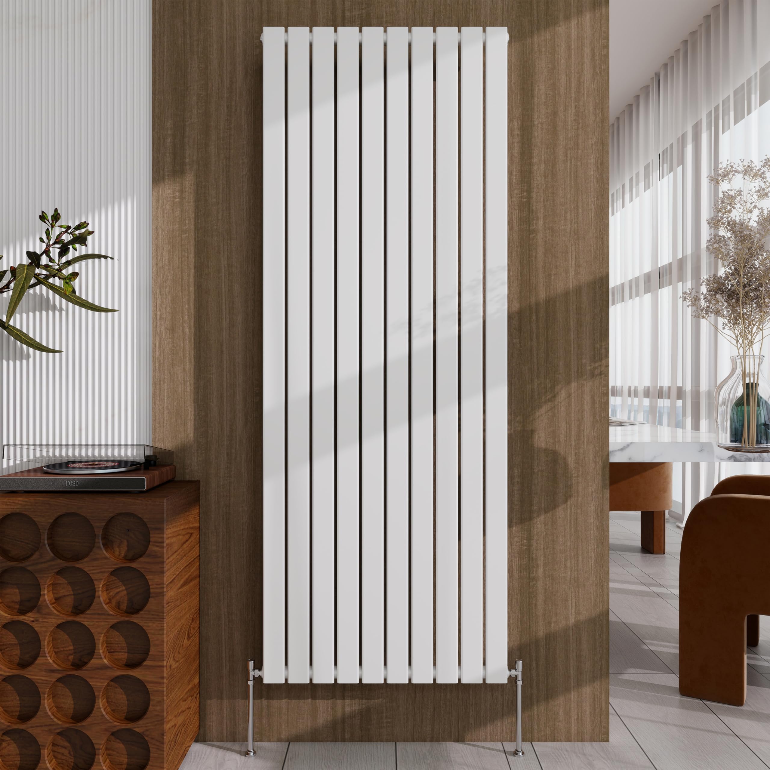 White Vertical Designer Radiator – 1800×680mm Single Panel Flat – Modern Central Heating Bathroom Radiator