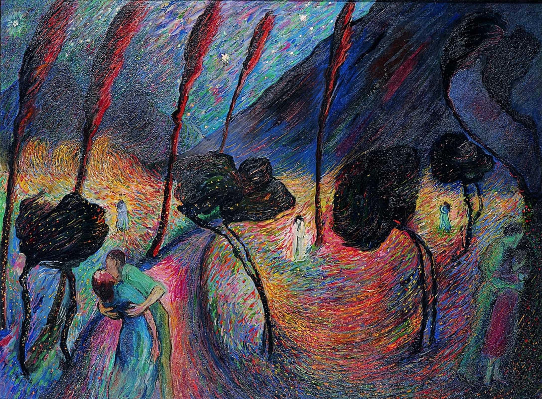 POSTERIIk Famous Modern Artwork Art Mural Whirl of Love by Marianne Werefkin Von Oil Paintings Pictures for Home Decor 60x90cm