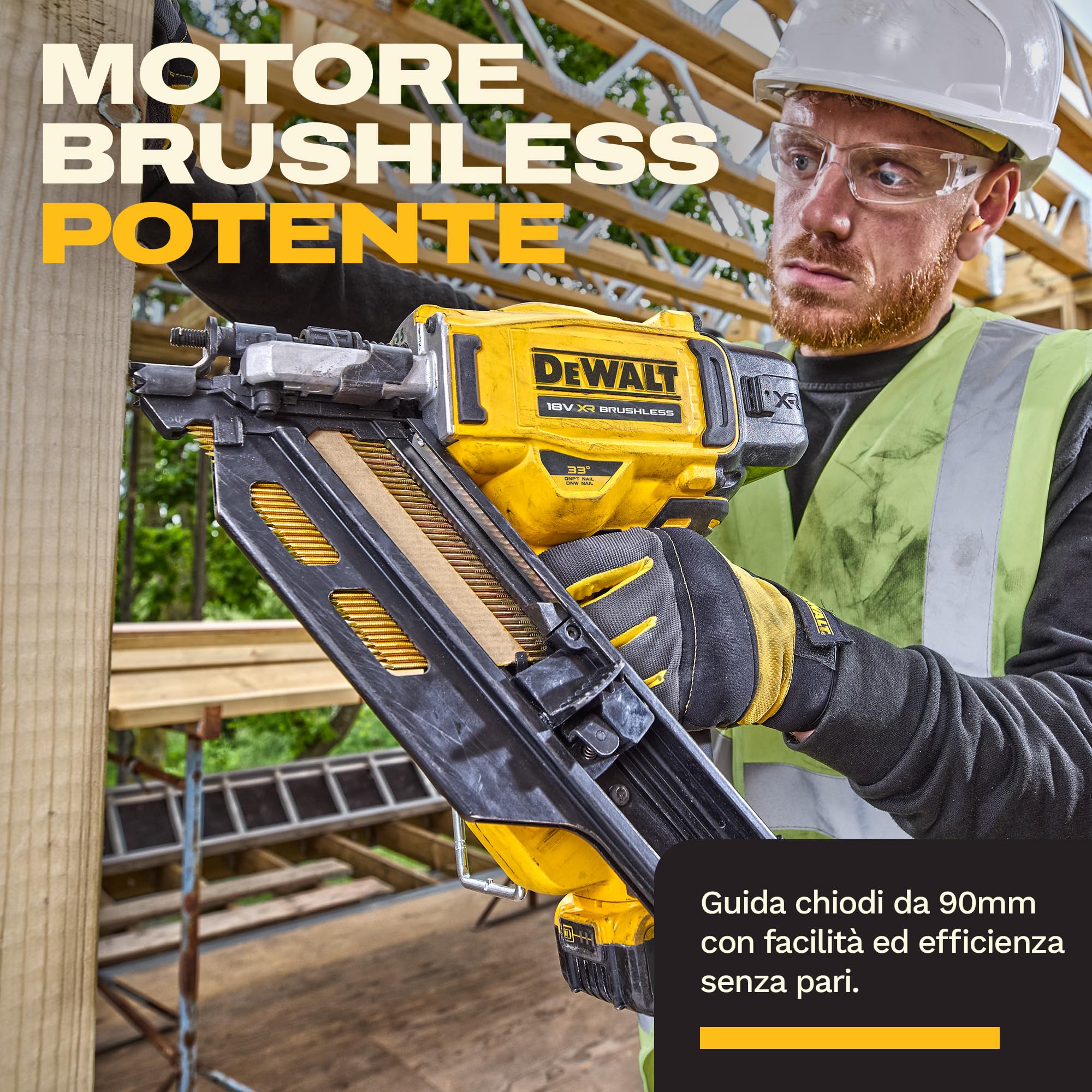 DEWALT 18V XR Chiodatrice per Strutture Brushless di Nuova Generazione, solo utensile, DCN950N-XJ