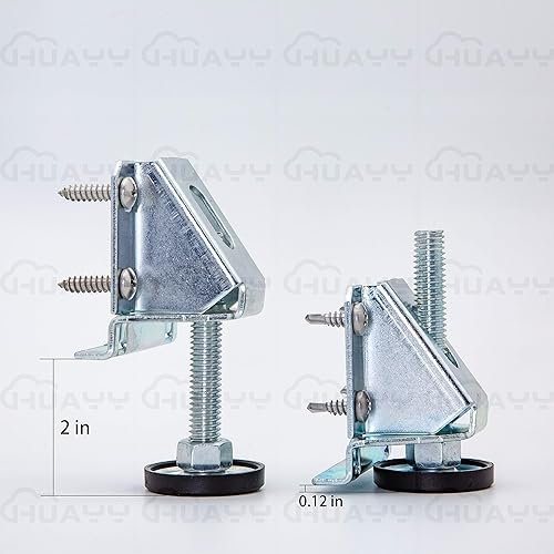 Miniatura 2 de HUAYY - Patas niveladoras de muebles resistentes de 2 pulgadas de altura ajustables y bloqueo de tuercas hexagonales (paquete de 4)