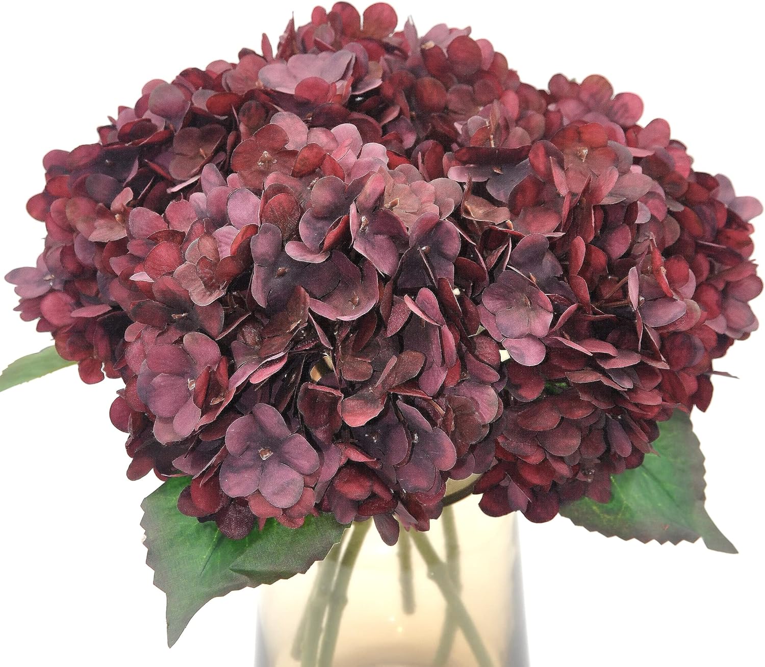 Blooming Paradise 造花 花材 あじさい インテリア 花束 手作り 枯れない花 プレゼント ギフト 卒業式 结婚式 誕生日 ウェディング 飾り 撮影 美術館 ホーム 庭園 キッチン オフィス パーティー アジサイ フェイクフラワ 5本 ワインレッド 入園入学祝い