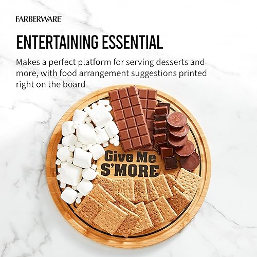 Miniatura 10 de Farberware Tabla de fogata con asas empotradas, tabla de cortar reversible de cocina para entretenimiento y preparación de comidas, tablero de