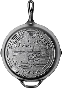 Lodge 12 Inch Cast Iron Skillet Pre-Seasoned Frying Pan with Teardrop Handle Oven, Stovetop, Grill & Campfire Use Made in USA Non-Toxic, Even-Heating Cookware 250th Anniversary Logo