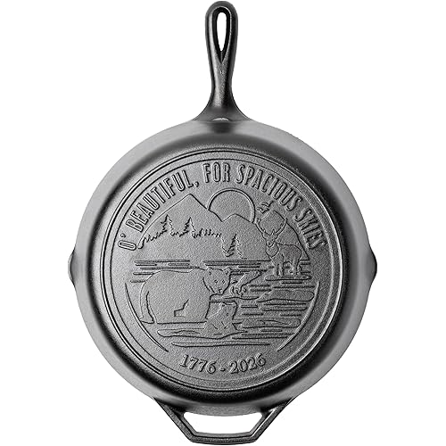 Lodge 12 Inch Cast Iron Skillet – Pre-Seasoned Frying Pan with Teardrop Handle – Oven, Stovetop, Grill & Campfire Use – Made in USA – Non-Toxic, Even-Heating Cookware – 250th Anniversary Logo