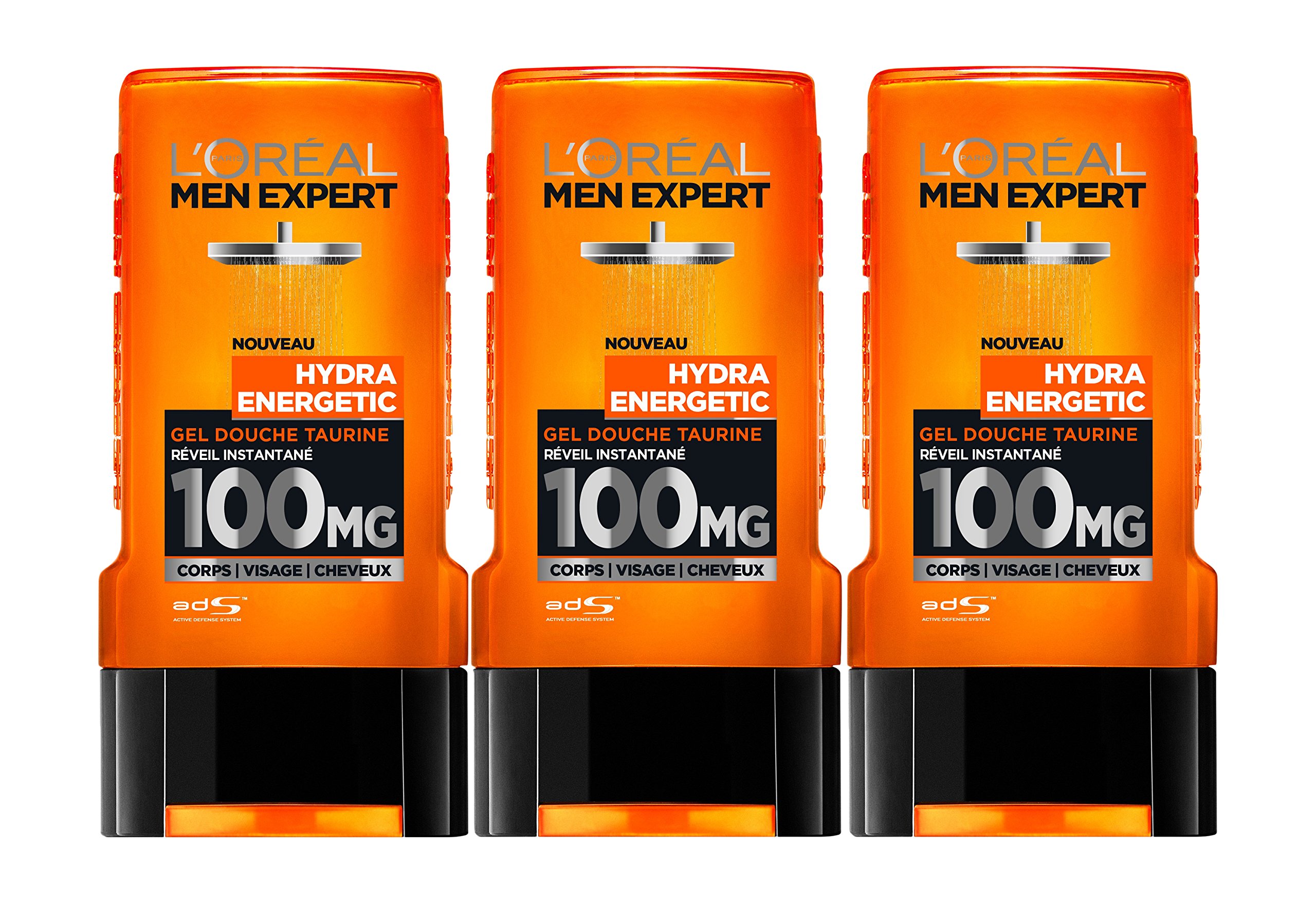 L'Oréal Men Expert Hydra Energetic Instant Alarm Clock Shower Gel for Men 300 ml – Pack of 3