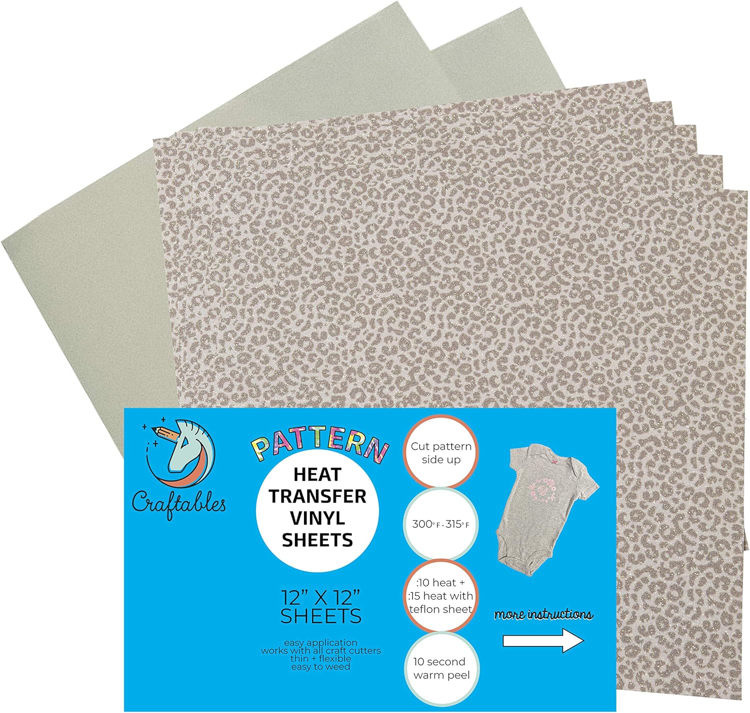 Amazon.com: Leopard Print Glitter Pattern HTV Heat Transfer Craft Vinyl ...