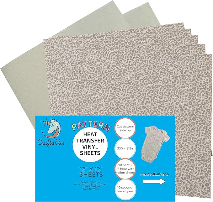 Amazon.com: Leopard Print Glitter Pattern HTV Heat Transfer Craft Vinyl ...