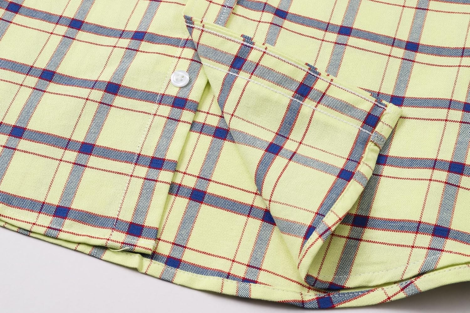 Cromoncent Mens Long Sleeve Oxford Button Down Shirts Casual Dress Shirt for Men,100% Cotton,Plaid Shirts,Plaid Yellow Blue,XL - Image 6