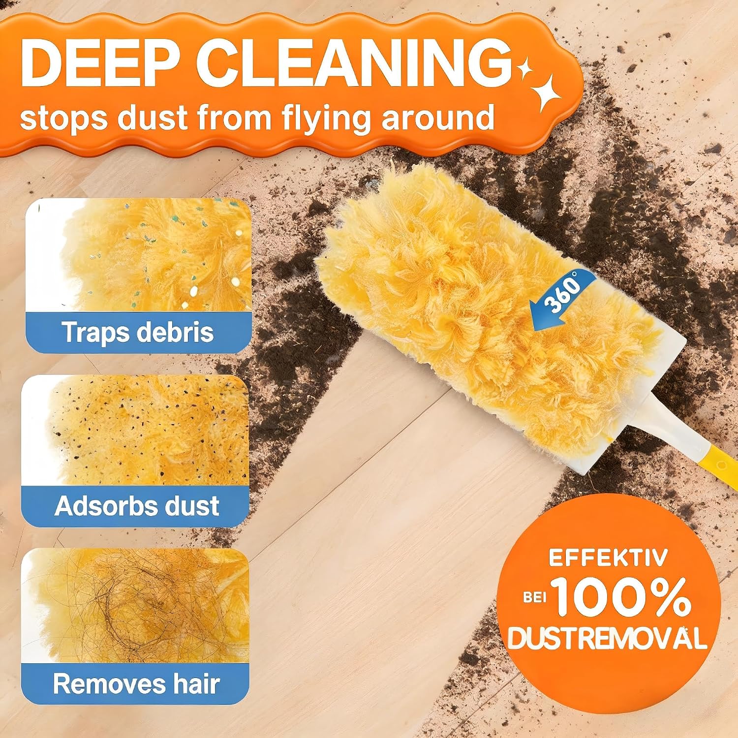 Heavy Duty Duster Refills for Swiffer,30 Count Duster Refills with 1 Handle | 360° Microfiber Dusting Refills with 5X Microfibers | Disposable Dusters for Cleaning Hair,Dust,Blinds,Furniture