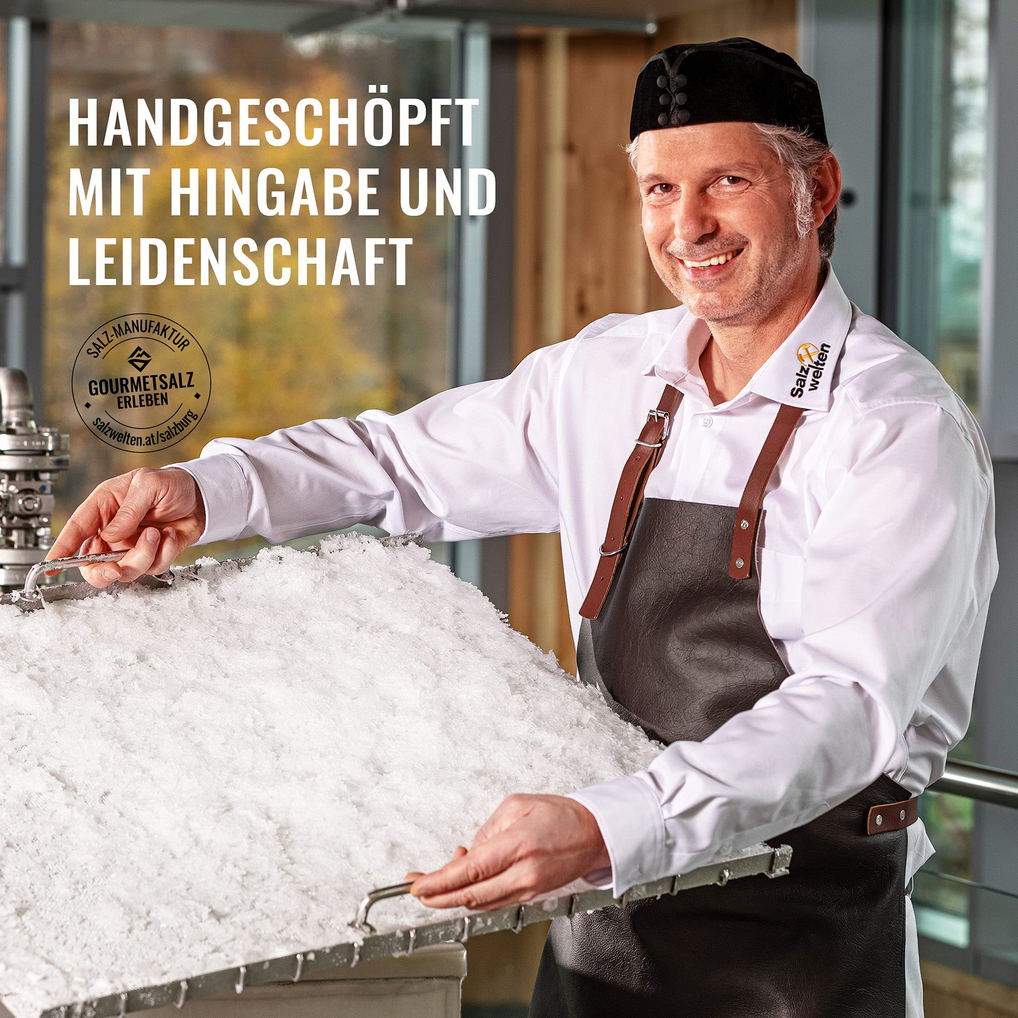 6 x BAD ISCHLER SALZZART. HANDGESCHÖPFT unjodiert 55g im Glas I Gourmetsalz zum Finishen pikanter und süßer Speisen I zarte Salzflocken aus natürlicher Natursole I erlesenes Pyramidensalz als Geschenk