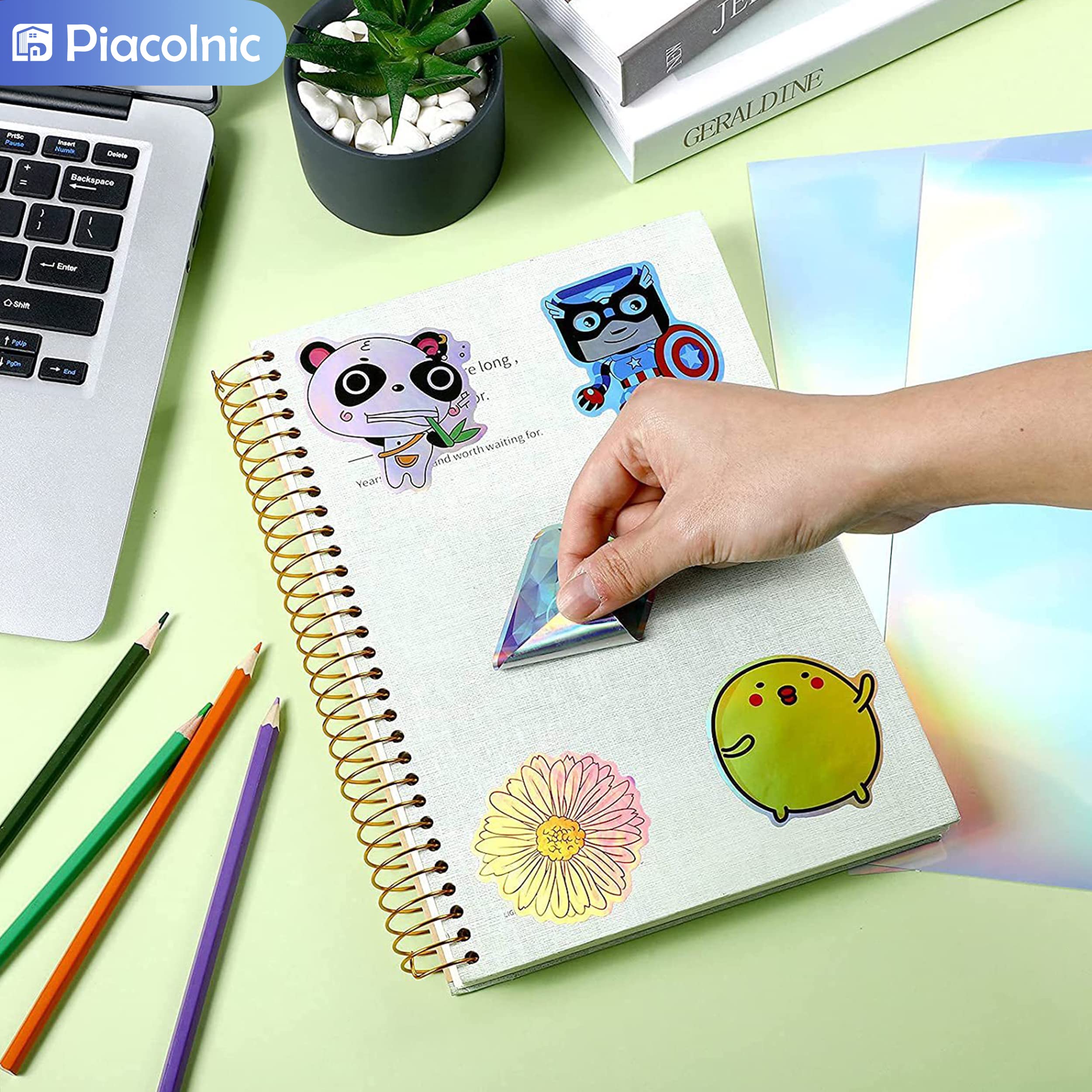 20 Carta Adesiva in Vinile Stampabile, 5 stili A4 Carta Adesiva Olografica Autoadesiva Pellicola Olografica Holographic Sheet Compatibile con Stampante a Getto d'Inchiostro/Laser per Fai Da Te