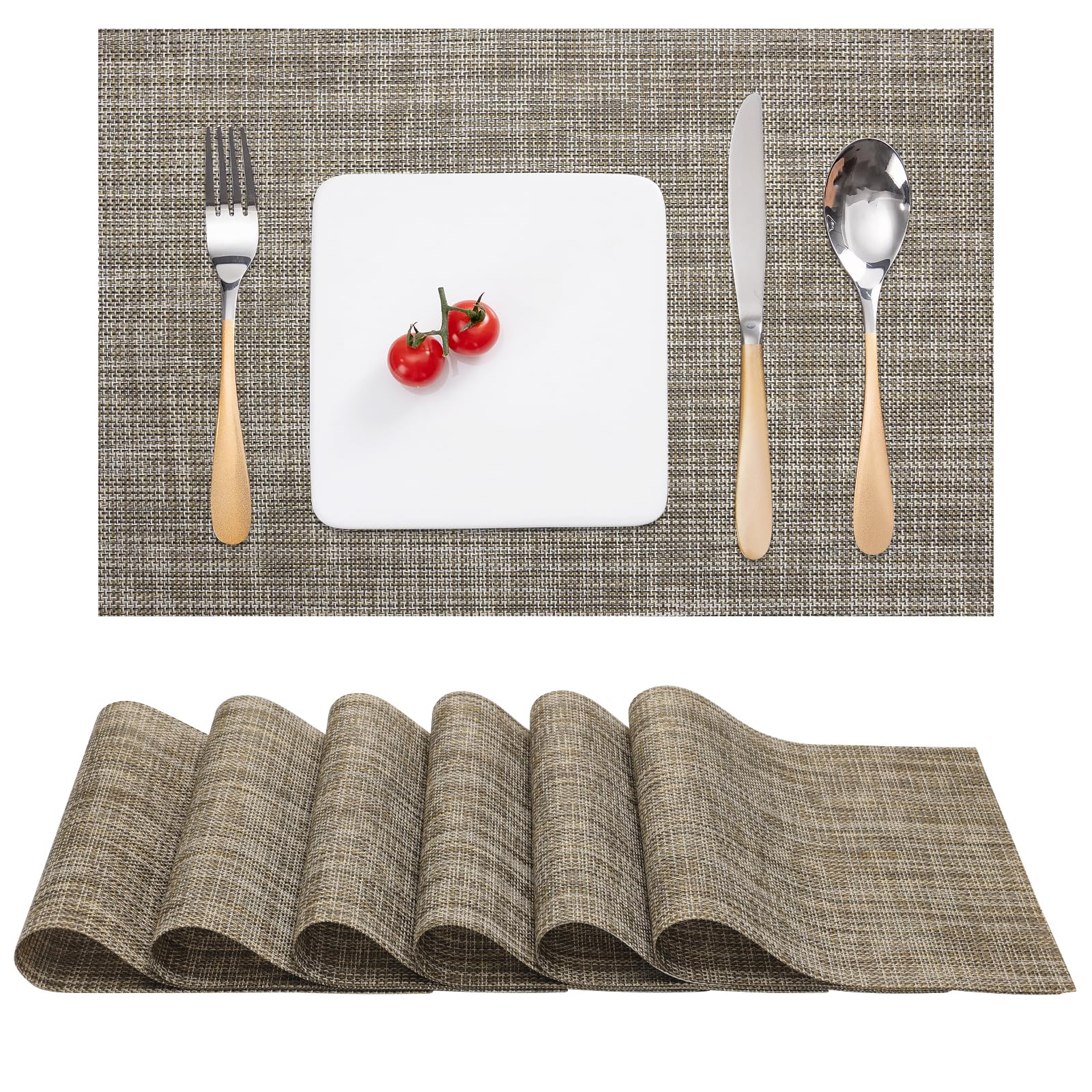 Myir JUN Tischsets Abwaschbar, Gewebte Platzdeckchen Abwaschbar rutschfest Abgrifffeste Hitzebeständig, Vinyl Platzsets Abwaschbar für küche Speisetisch Hotel, Platz-Matten 30x45cm