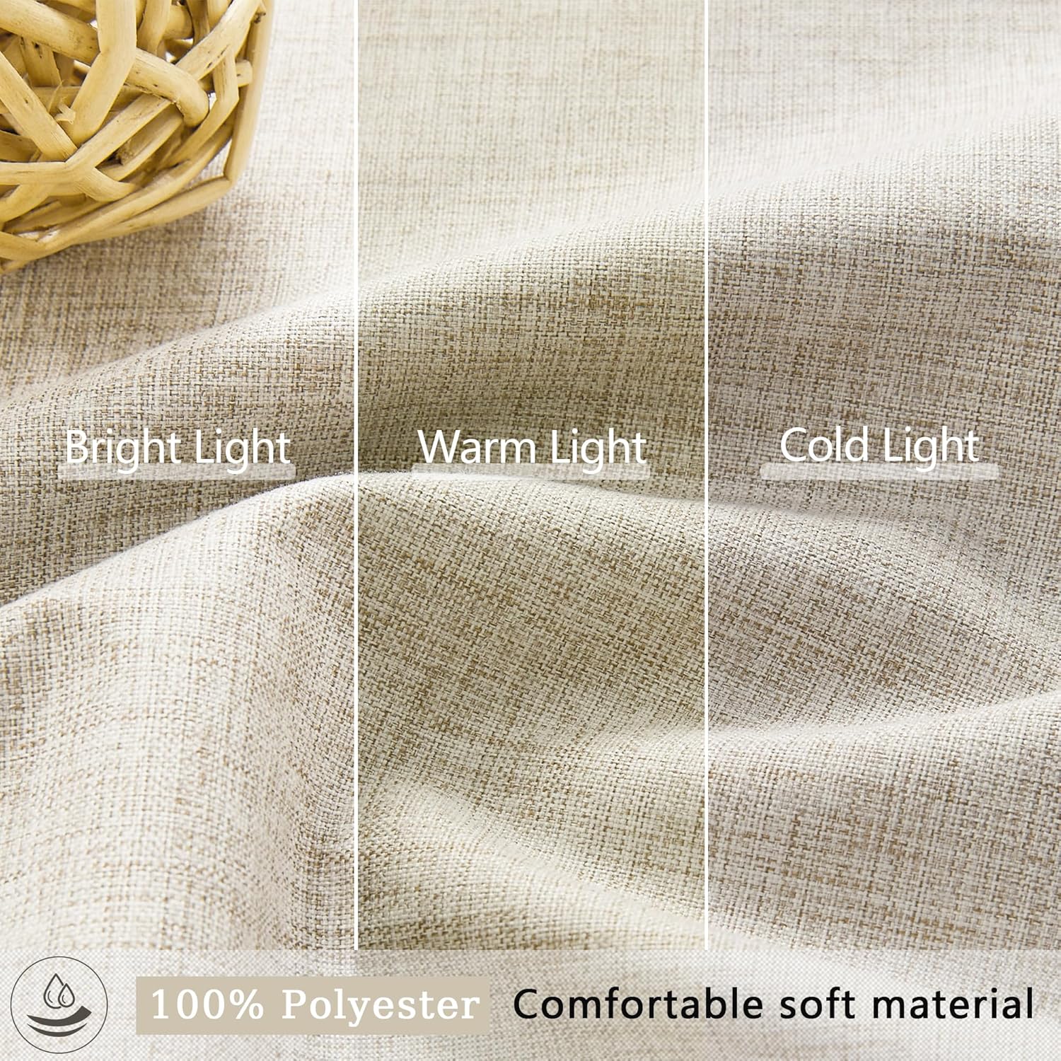 Blackout Curtains 54 Inch Long for Bedroom Living Room Room Darkening Noise Reducing Thermal Insulated Linen Black Out Curtain Short Drape 2 Panels Set with Back Tab